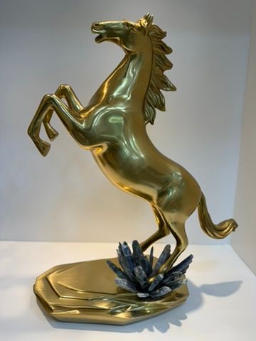 Brass Horse with Kyanite Cluster