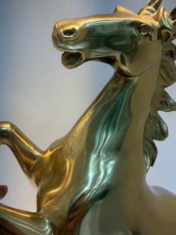 Brass Horse with Kyanite Cluster