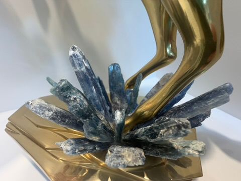 Brass Horse with Kyanite Cluster