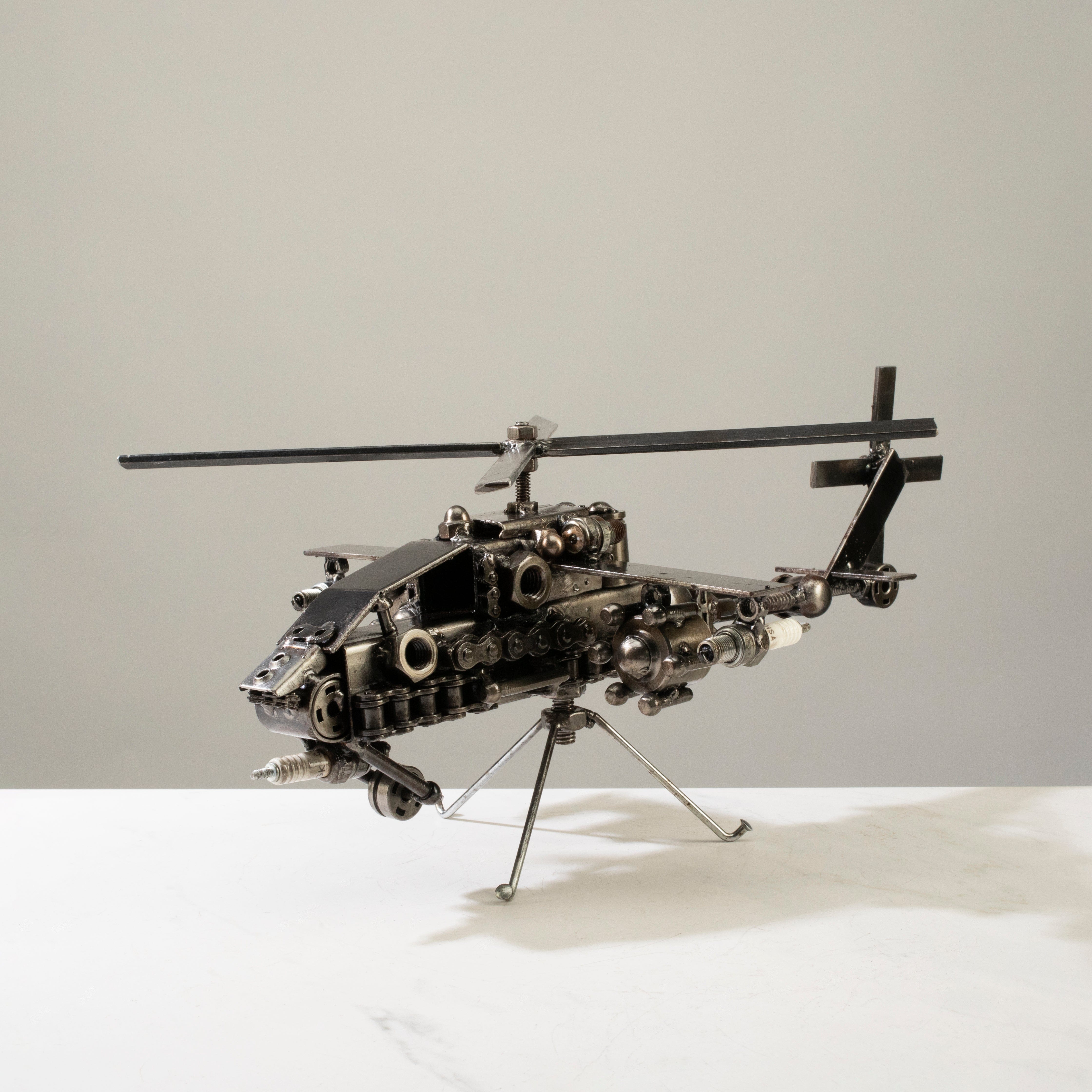 Alexander Kalifano Recycled Metal Art Apache Helicopter Recycled Metal Sculpture RMS-700AP-N