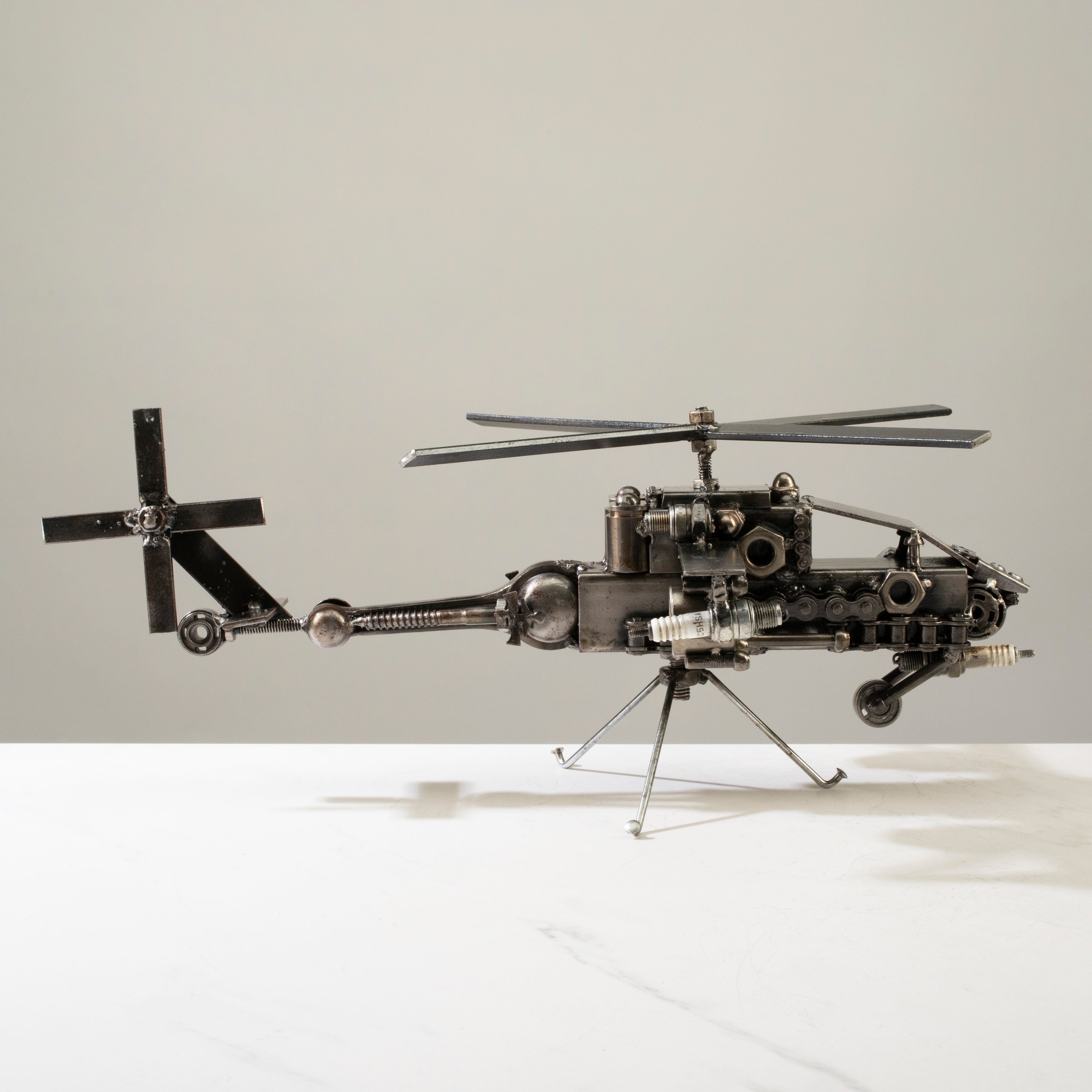 Alexander Kalifano Recycled Metal Art Apache Helicopter Recycled Metal Sculpture RMS-700AP-N