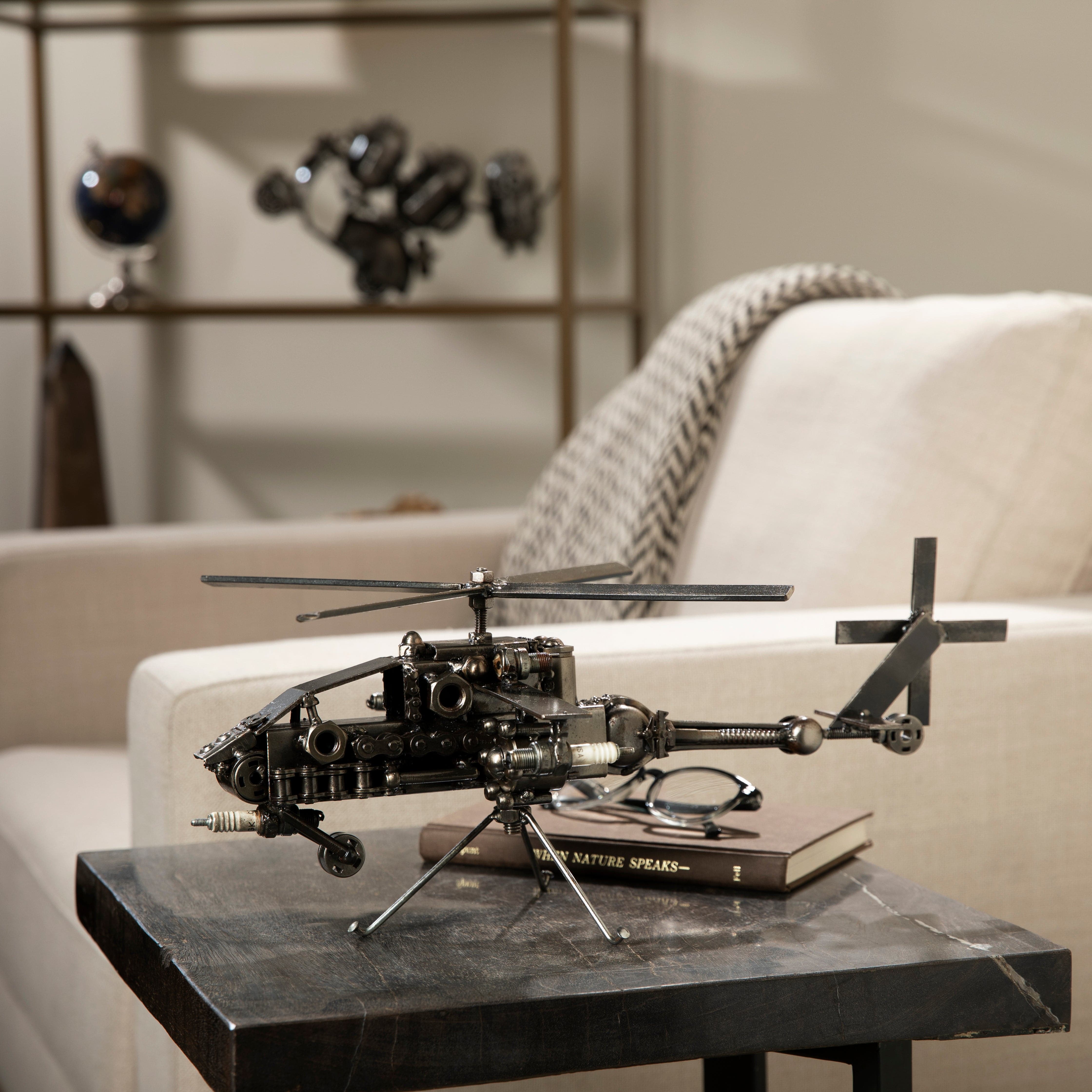 Alexander Kalifano Recycled Metal Art Apache Helicopter Recycled Metal Sculpture RMS-700AP-N