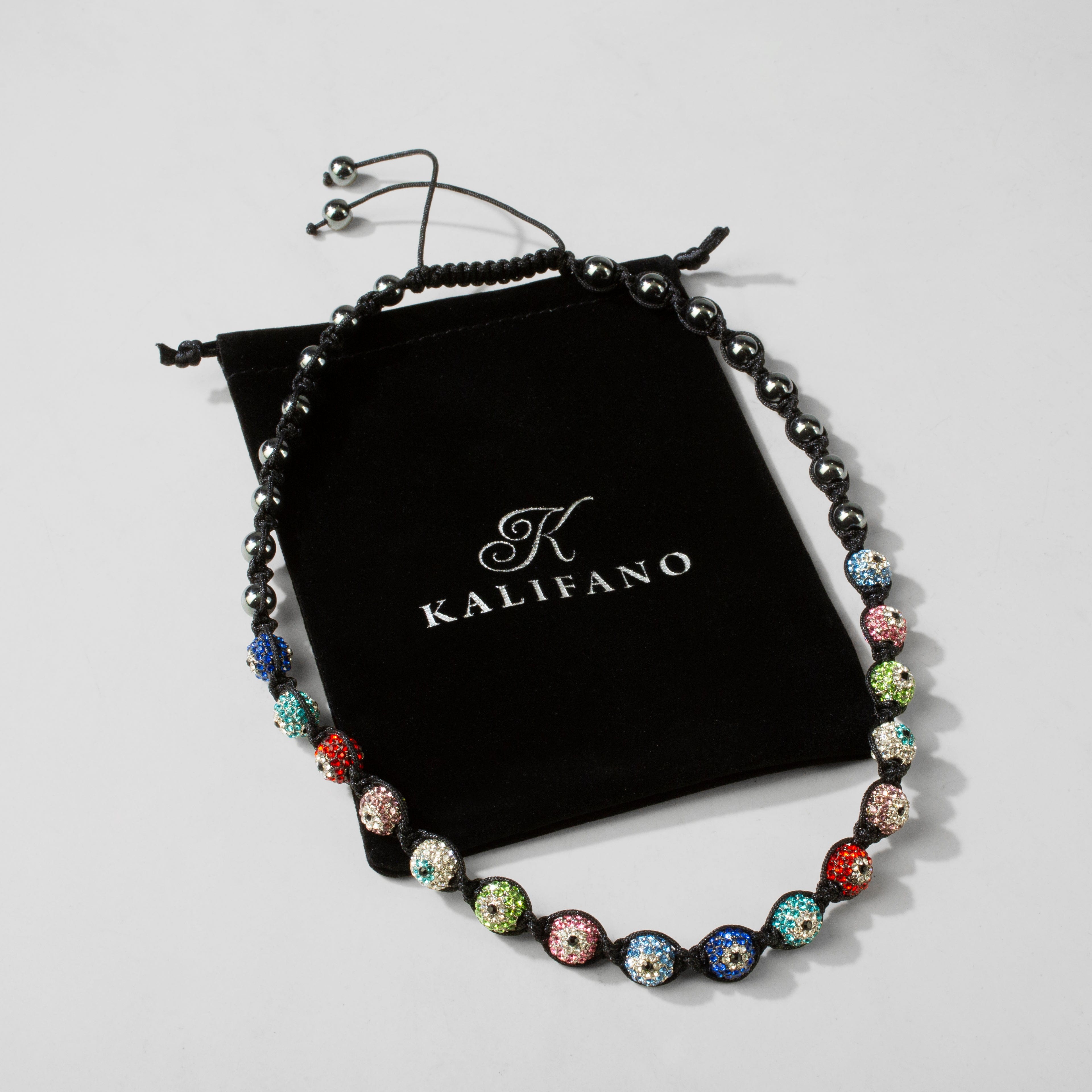 Alexander Kalifano Shamballa Bracelets Multicolor Shamballa Evil Eye Crystal Necklace SN-EE-MT