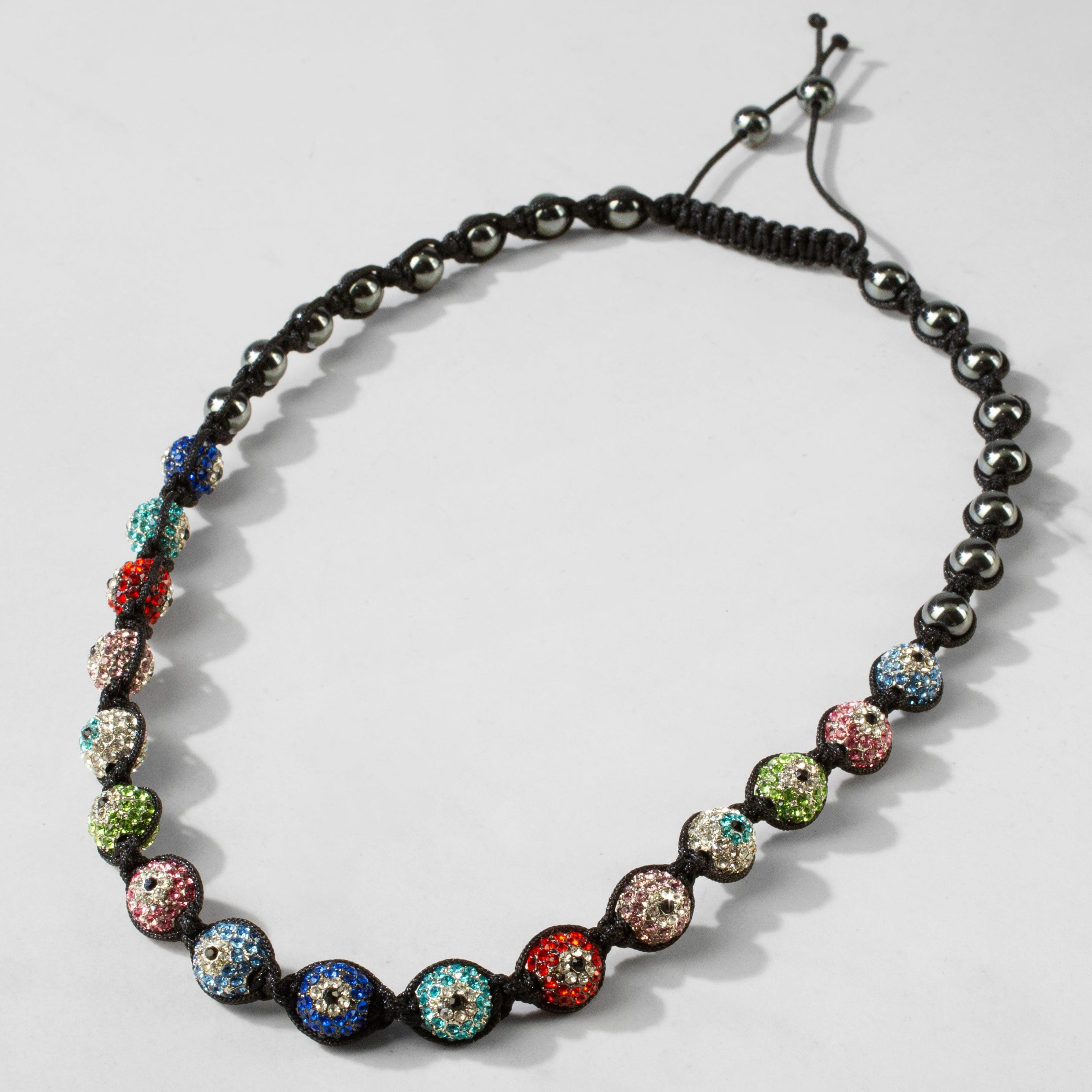 Alexander Kalifano Shamballa Bracelets Multicolor Shamballa Evil Eye Crystal Necklace SN-EE-MT