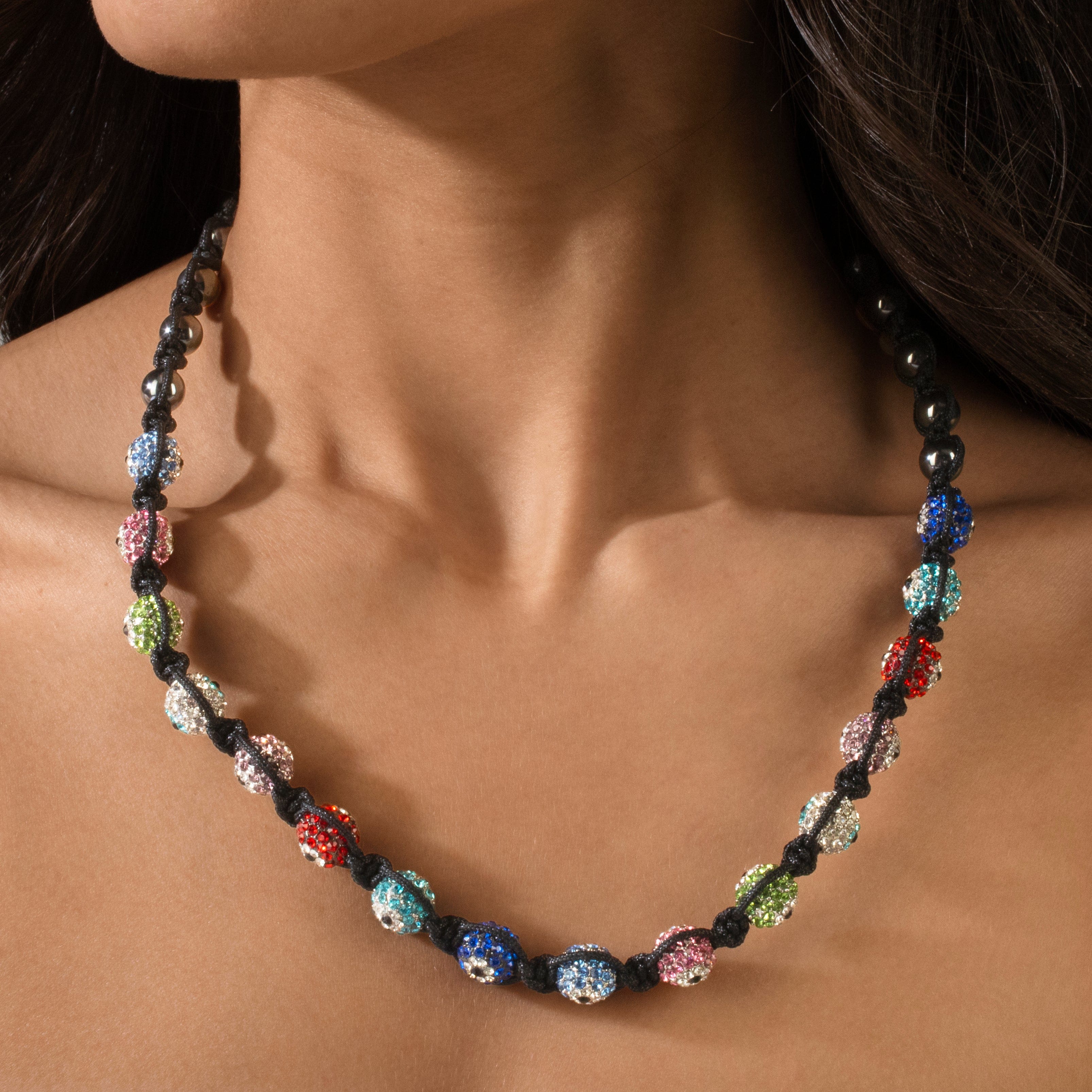 Alexander Kalifano Shamballa Bracelets Multicolor Shamballa Evil Eye Crystal Necklace SN-EE-MT