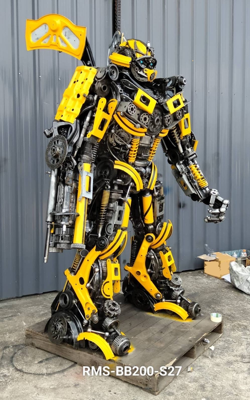 79" Bumblebee Inspired Recycled Metal Art Sculpture