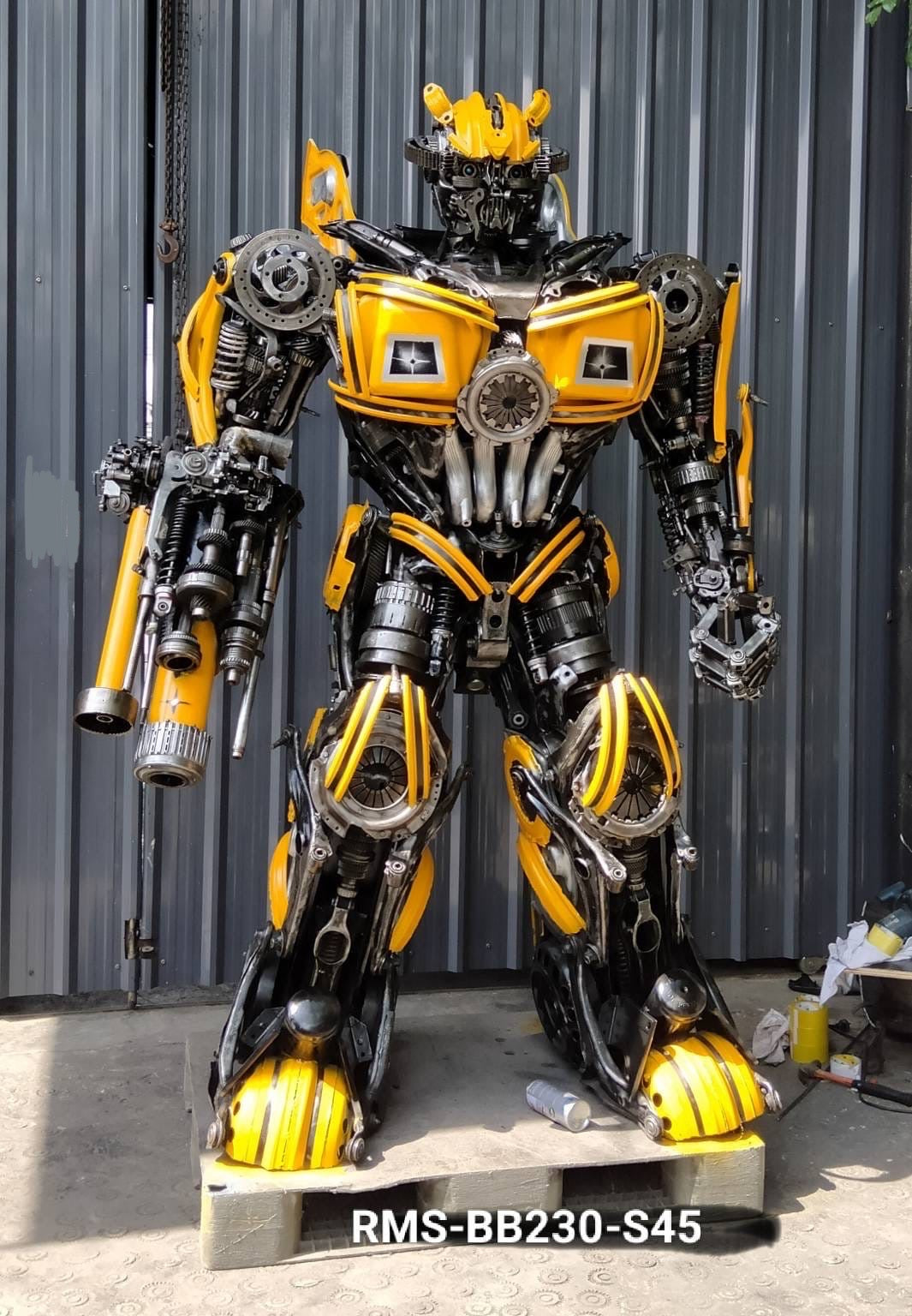 91" Bumblebee Inspired Recycled Metal Art Sculpture