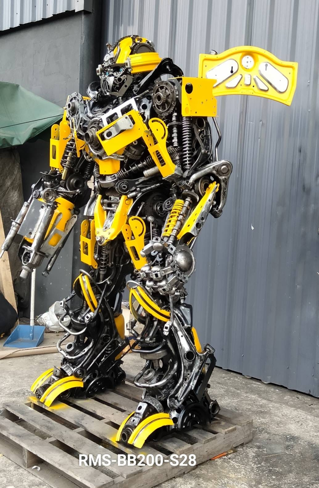 79" Bumblebee Inspired Recycled Metal Art Sculpture