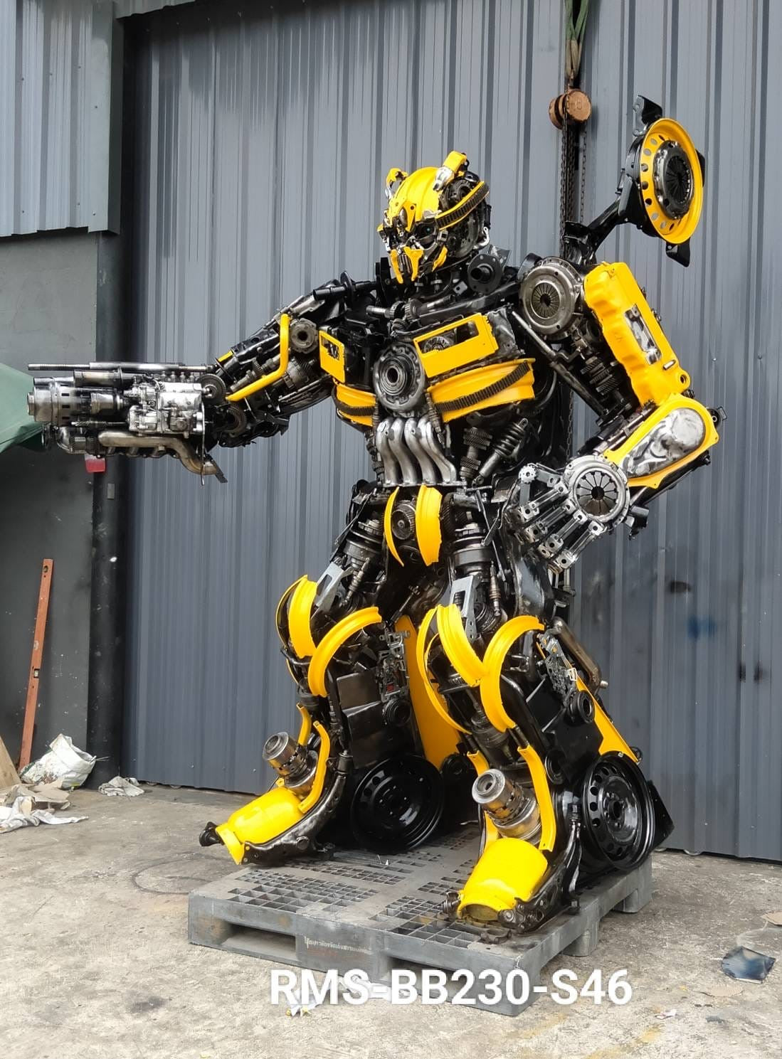 91" Bumblebee Inspired Recycled Metal Art Sculpture