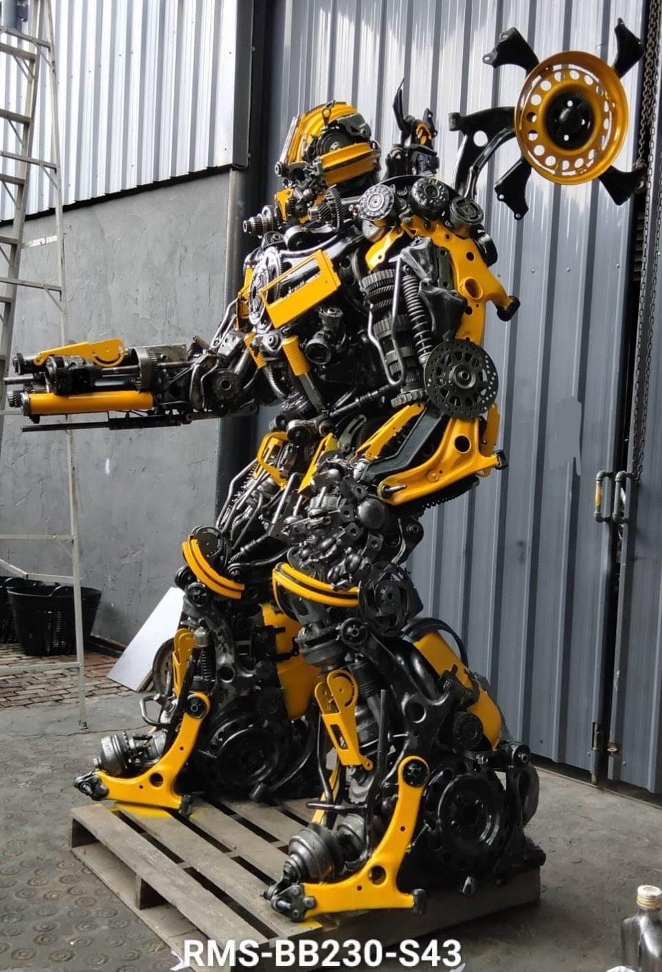 91" Bumblebee Inspired Recycled Metal Art Sculpture