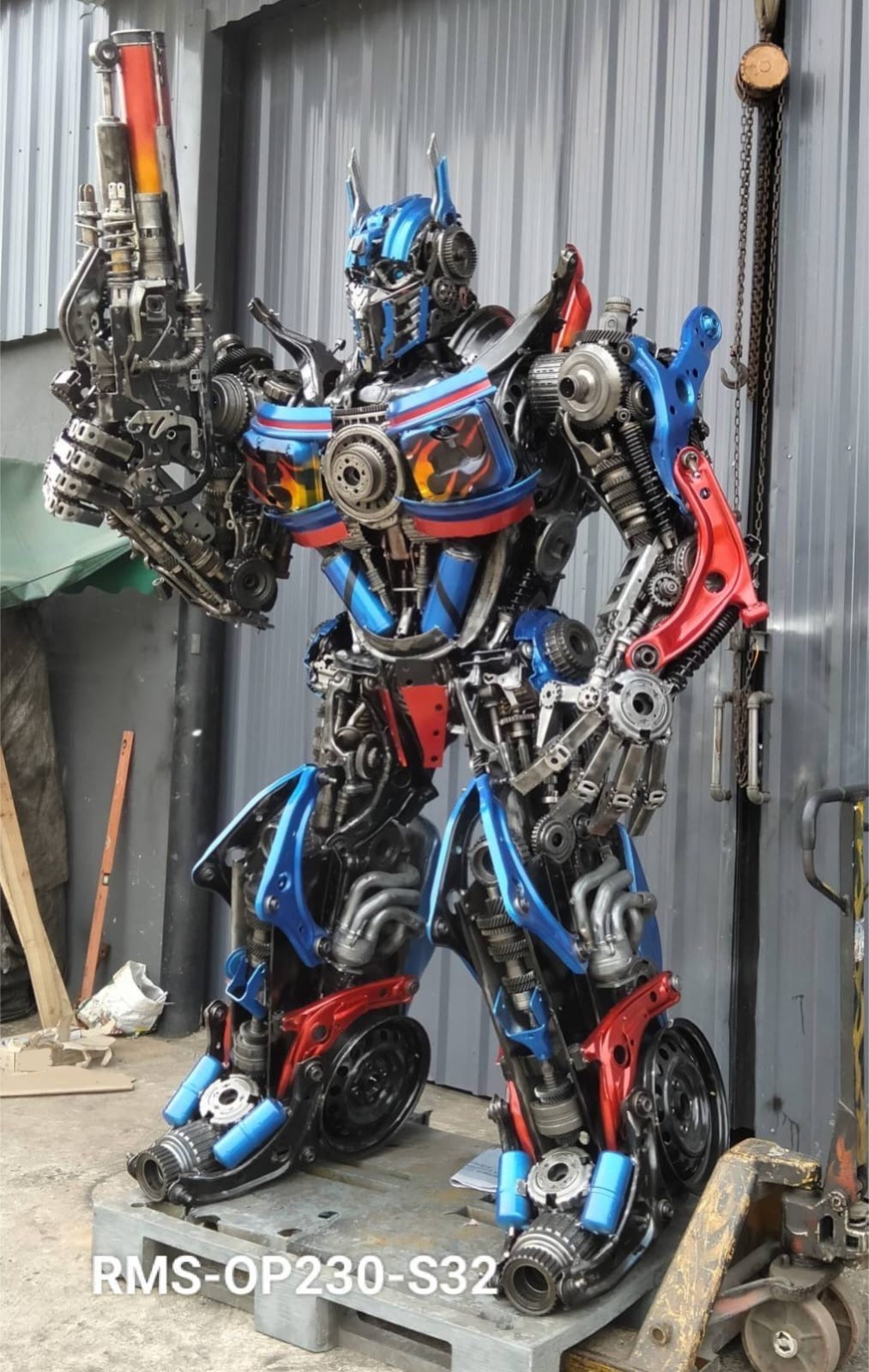 91" Optimus Prime Inspired Recycled Metal Art Sculpture