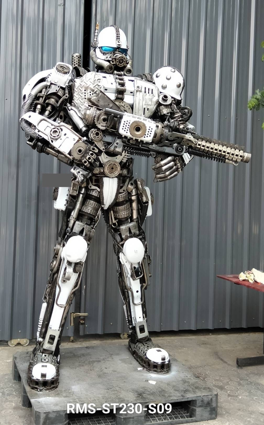 91" Black Storm Trooper Inspired Recycled Metal Art Sculpture