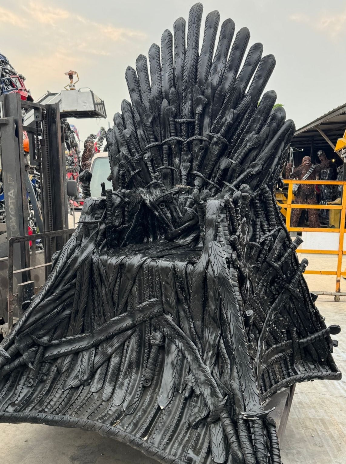 91" / 230cm Game of Thrones Iron Throne Inspired Recycled Tire Art Sculpture