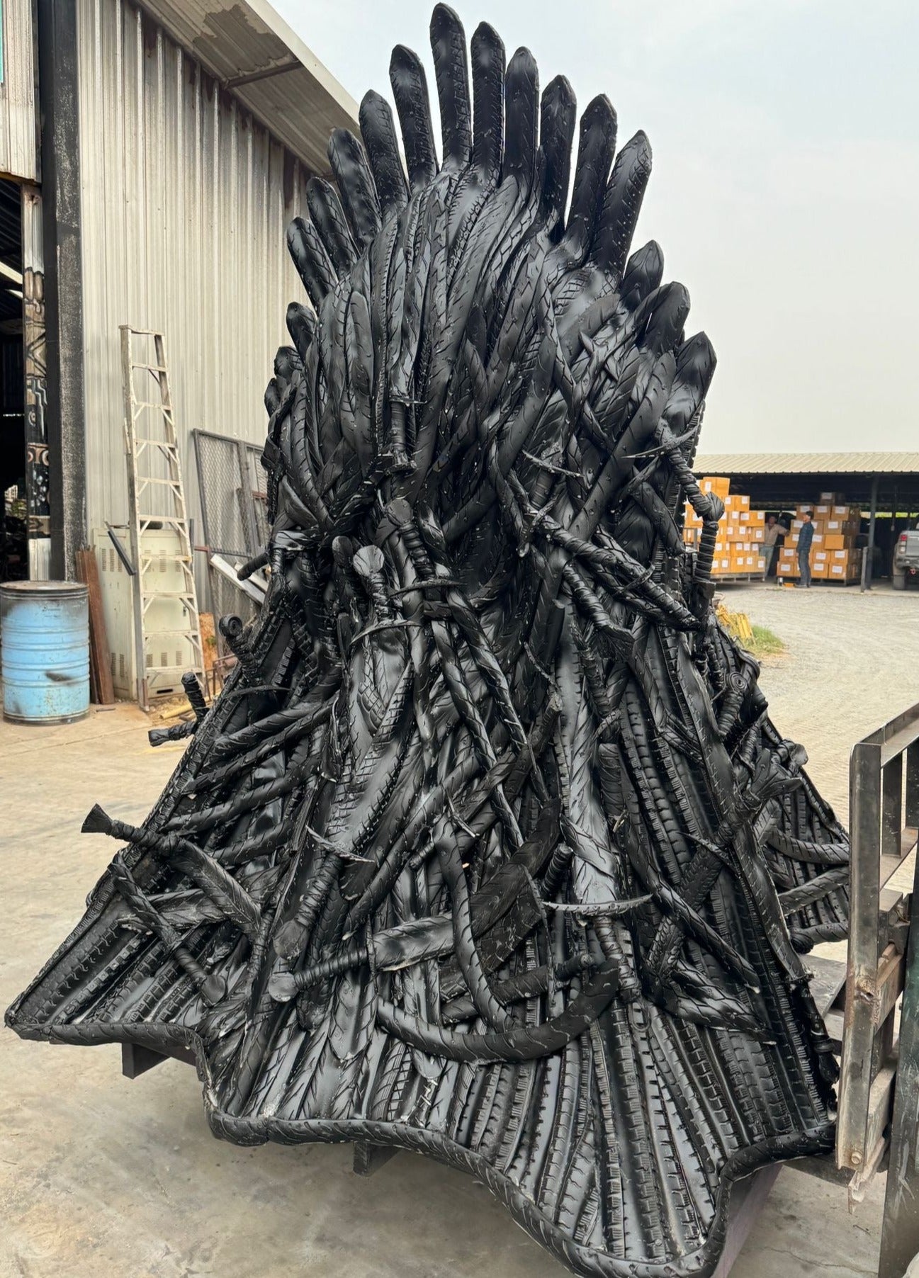 91" / 230cm Game of Thrones Iron Throne Inspired Recycled Tire Art Sculpture