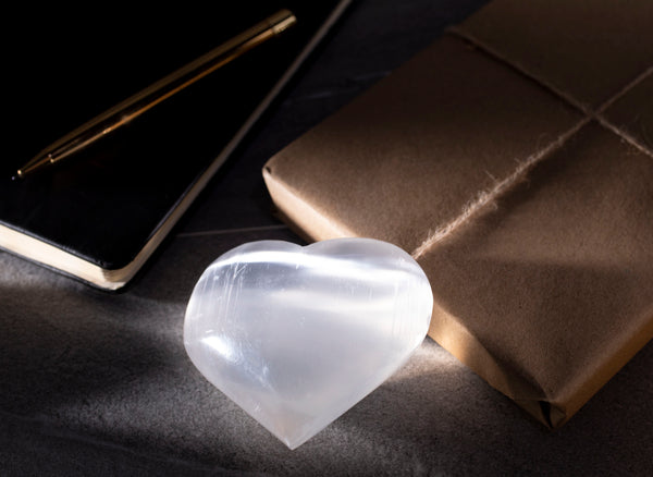 White Selenite Healing Heart from Morocco Lifestyle Image