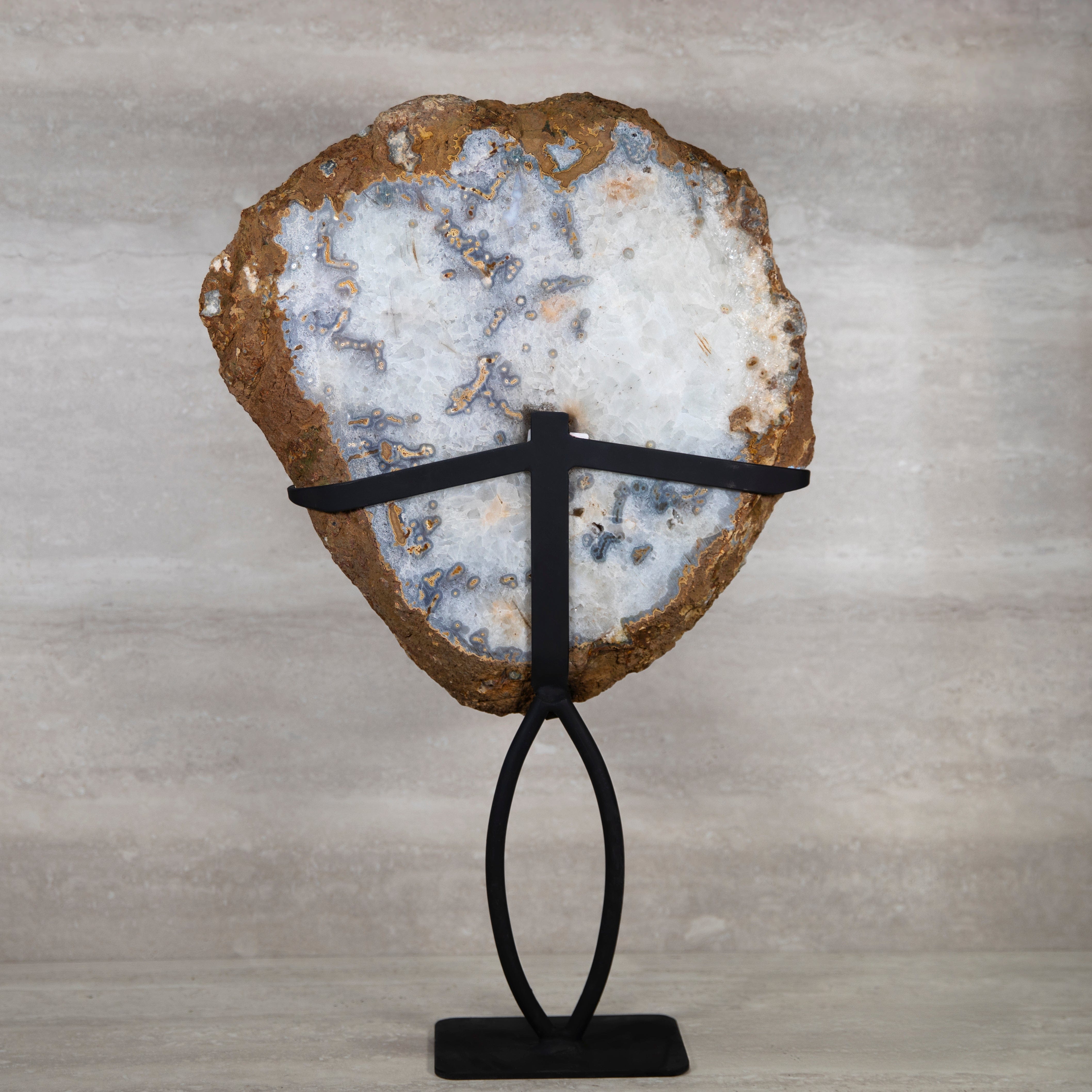 Kalifano Agate Agate Geode on Custom Stand from Brazil - 25 in / 23 lbs BAS5000.002