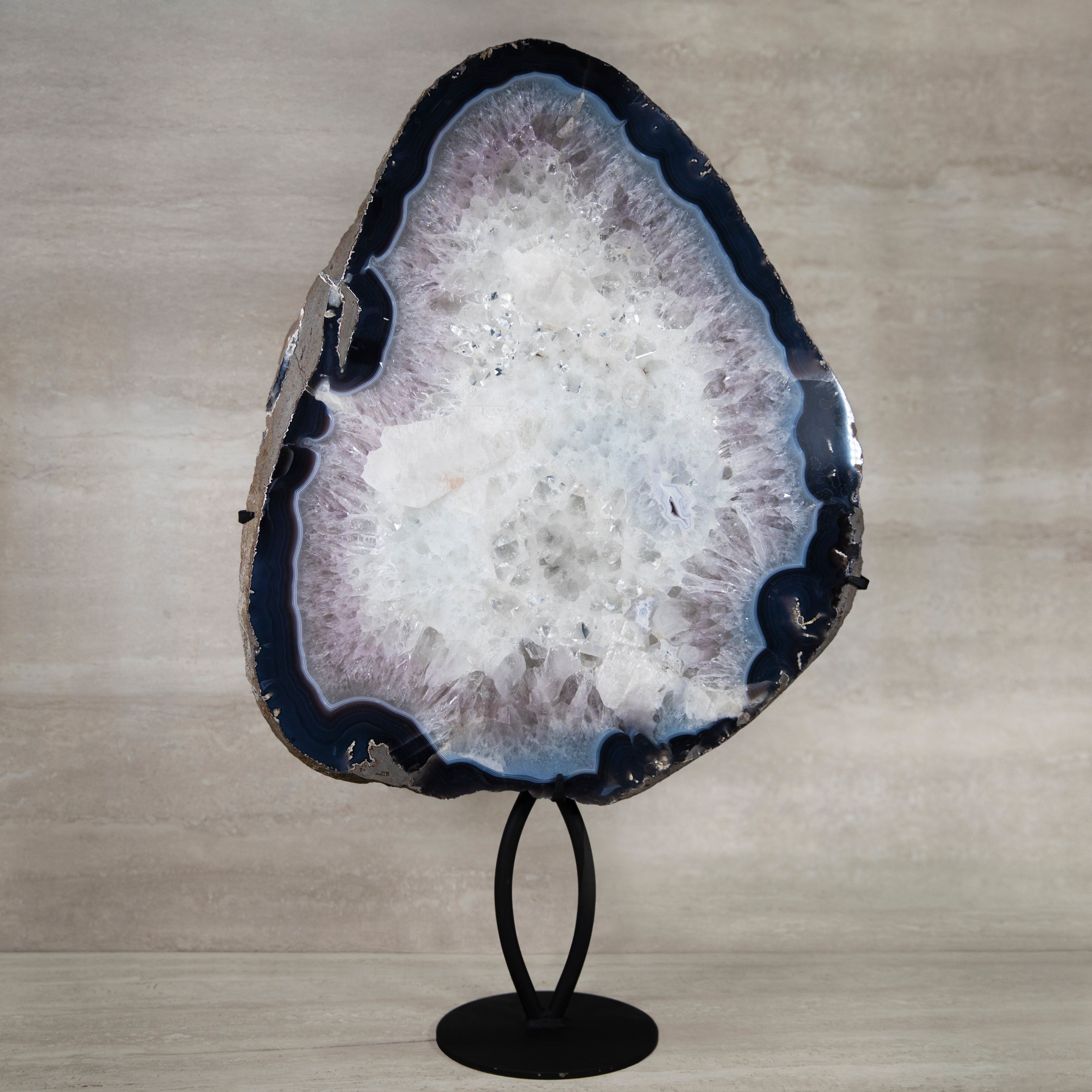 Kalifano Agate Agate Geode on Custom Stand from Brazil - 34 in / 56 lbs BAS16000.001
