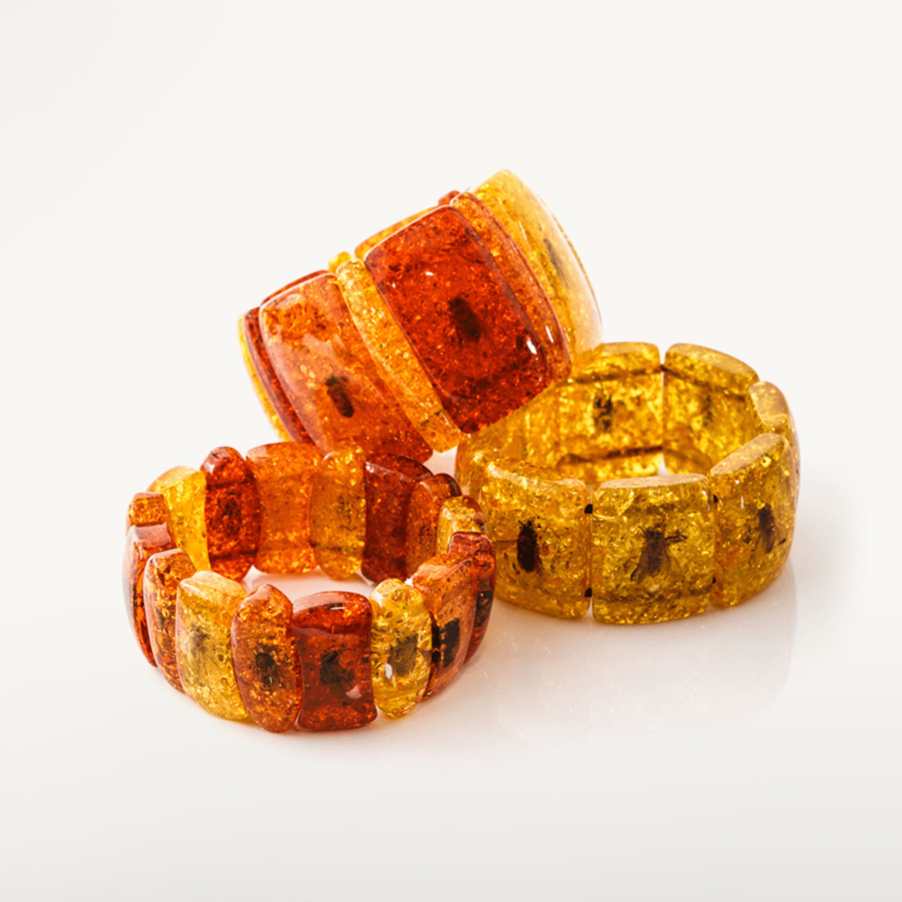 Kalifano Amber Real Insects Amber (man-made) Bracelets BLUE-SYN-AMBER
