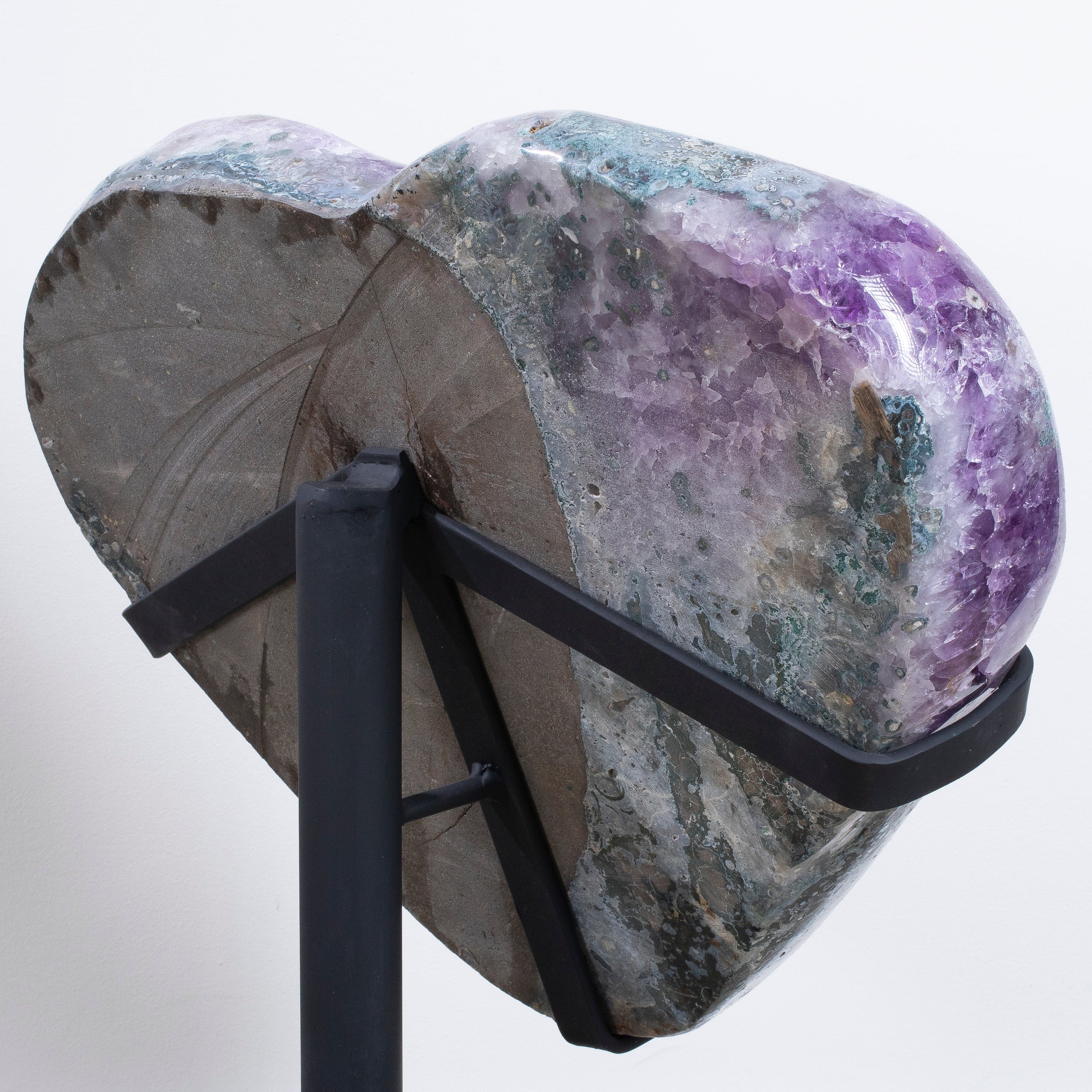 Kalifano Amethyst Amethyst Geode Heart Carving from Brazil on Custom Stand - 27" / 58 lbs BAG16000.010