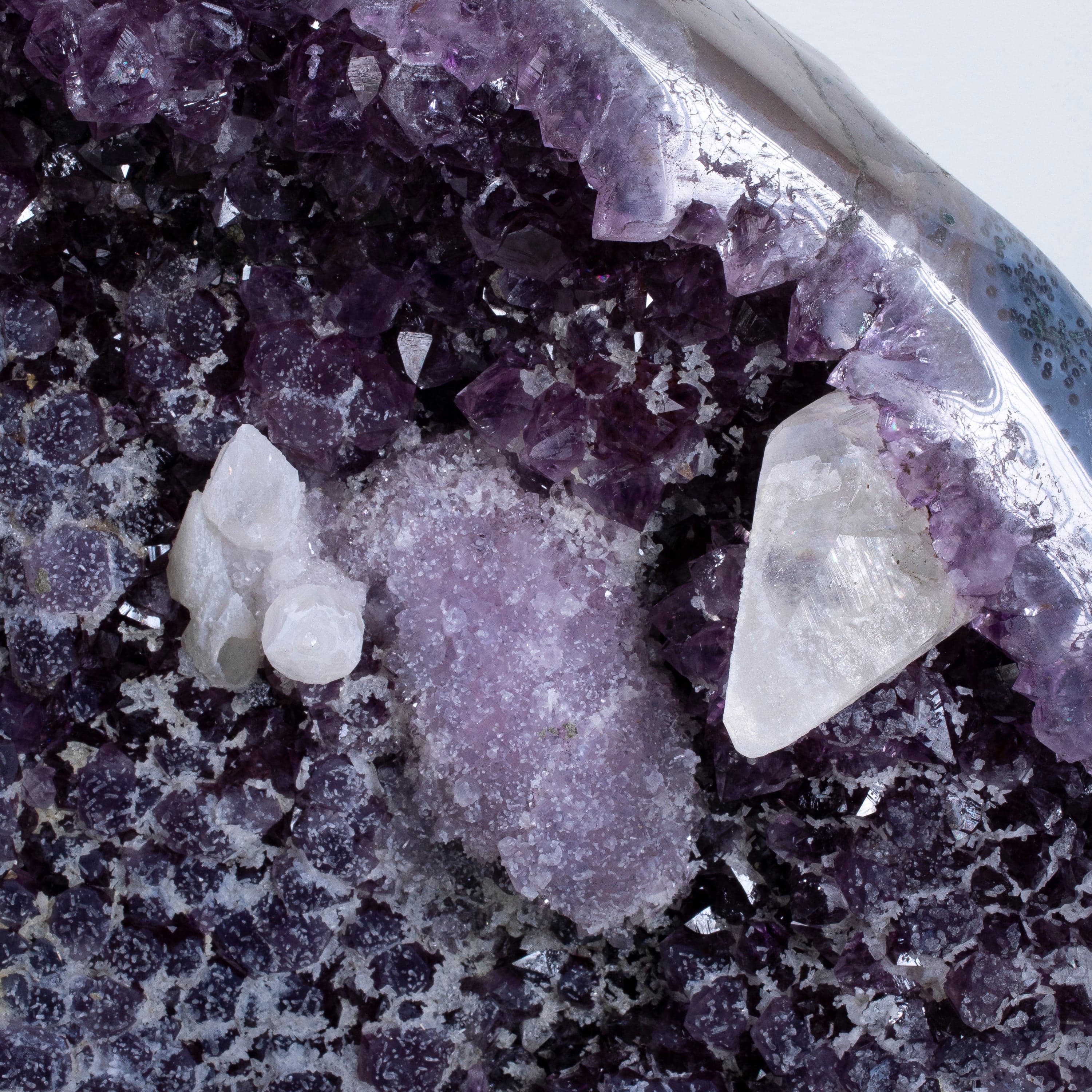 Kalifano Amethyst Amethyst Geode (Naturally formed Moon) with Calcite on Custom Stand- 30" / 90lbs BAG14000.010