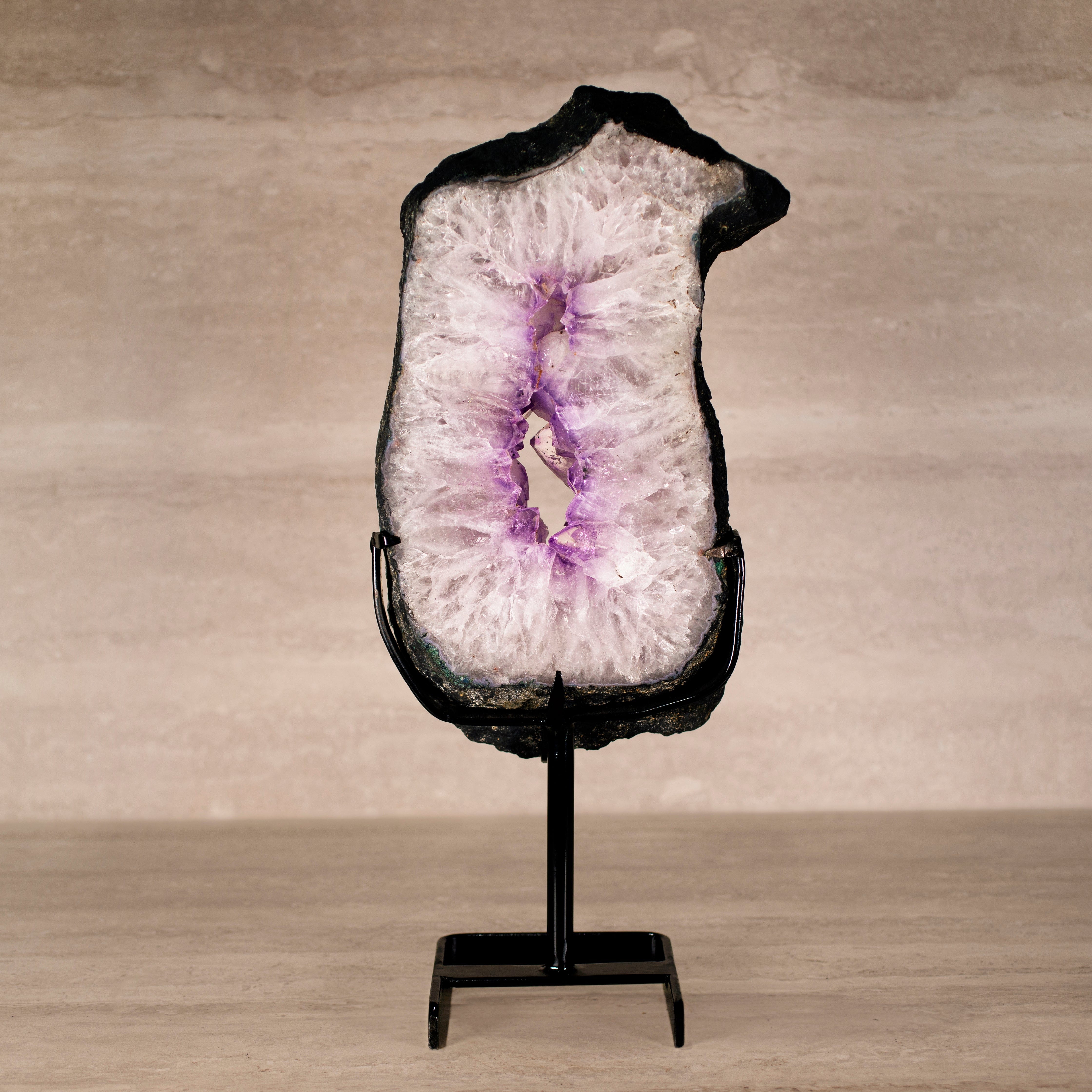 Kalifano Amethyst Amethyst Geode on Custom Stand from Brazil - 21 in / 21.5 lbs BAG3000.010