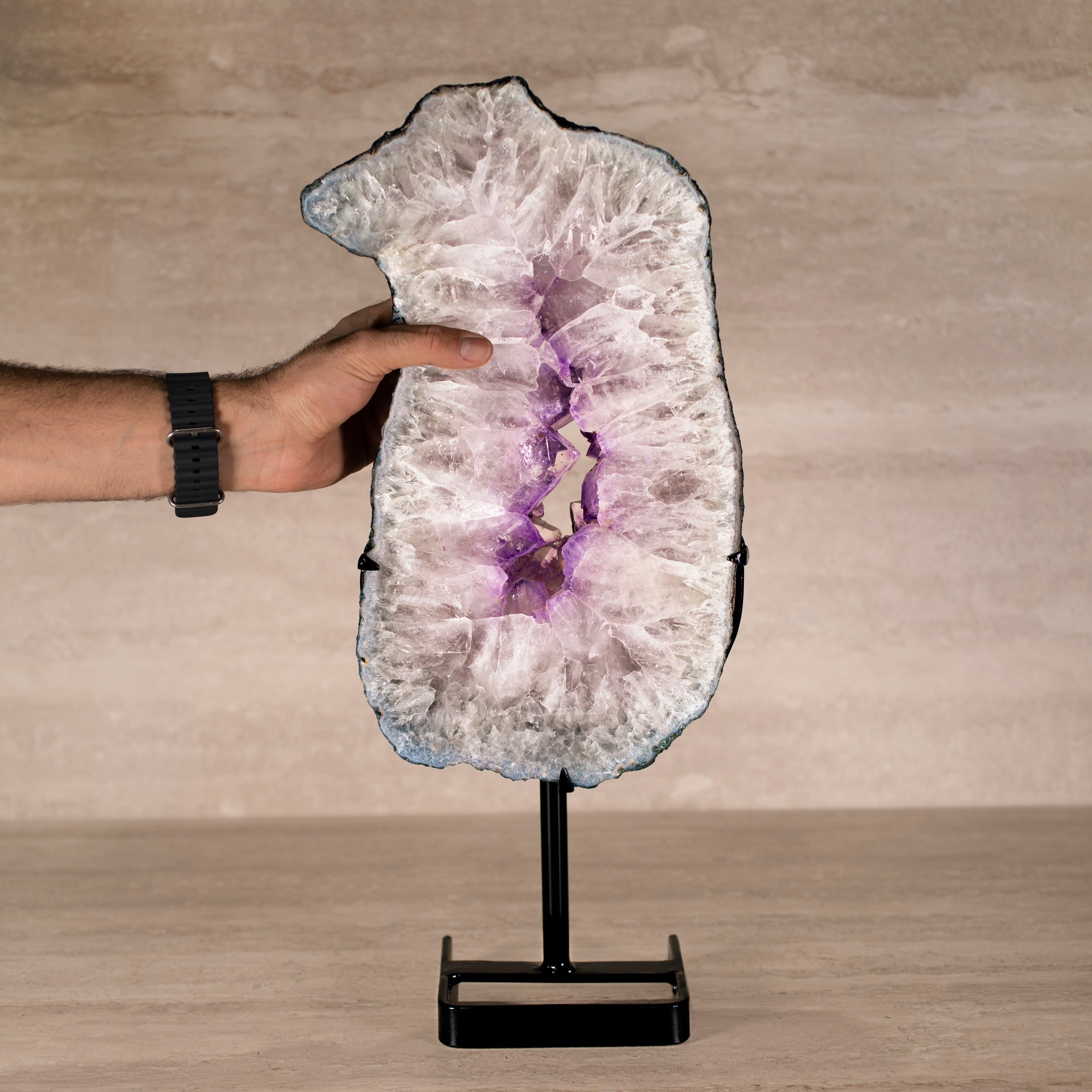 Kalifano Amethyst Amethyst Geode on Custom Stand from Brazil - 21 in / 21.5 lbs BAG3000.010