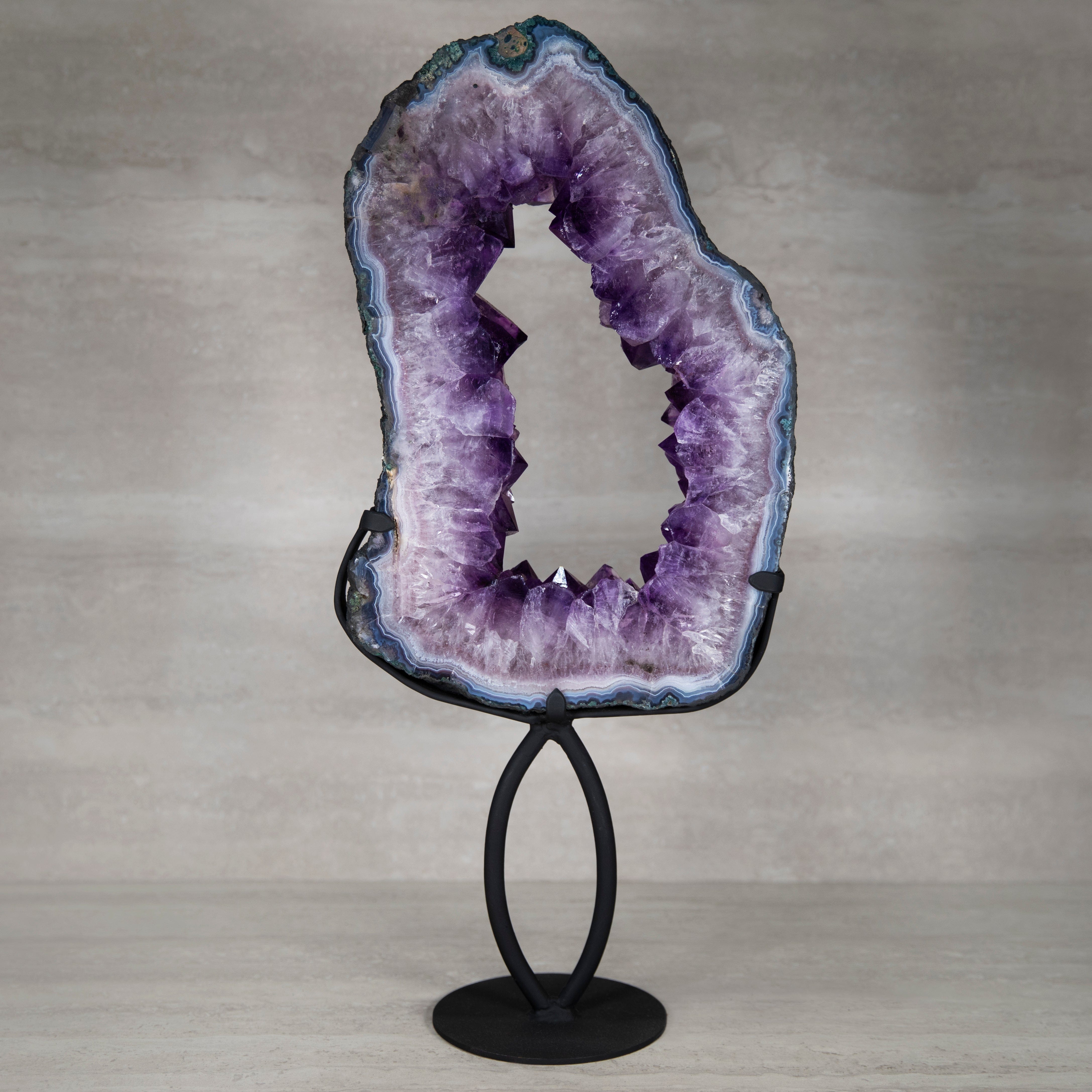 Kalifano Amethyst Amethyst Geode on Custom Stand from Brazil - 24.5 in / 20 lbs BAG6400.009