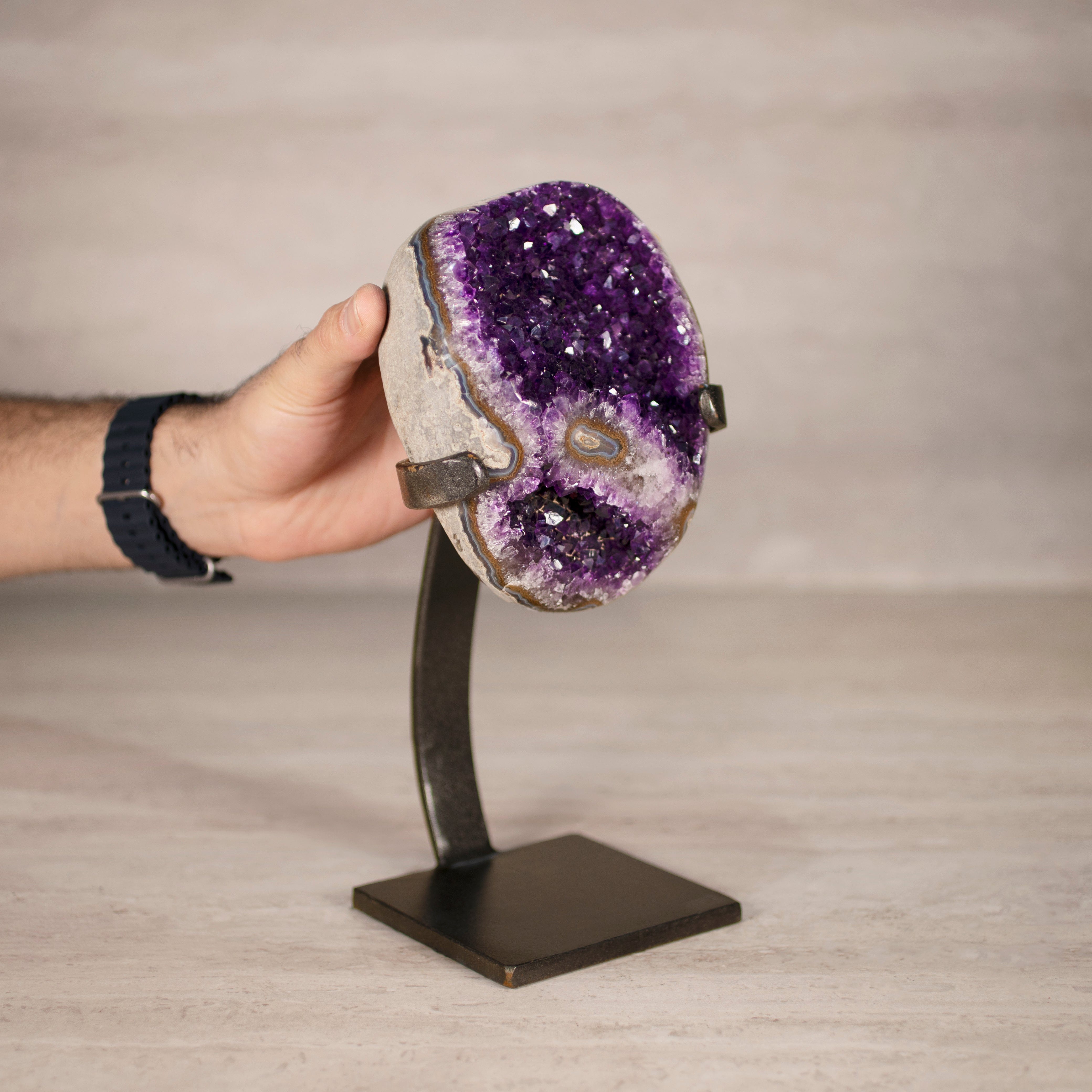 Kalifano Amethyst Amethyst Geode on Custom Stand from Uruguay - 10.5 in / 6.5 lbs UAG2900.020