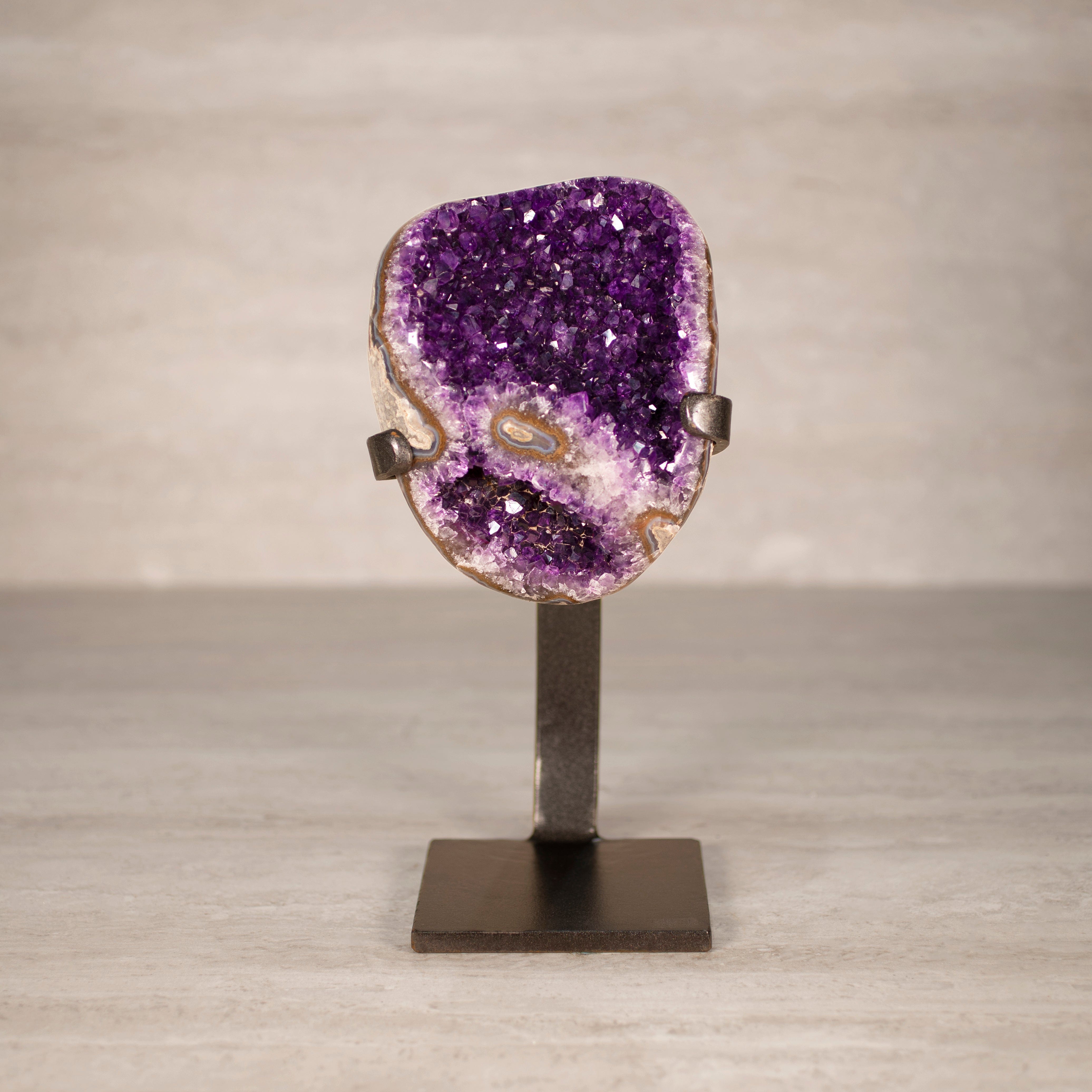 Kalifano Amethyst Amethyst Geode on Custom Stand from Uruguay - 10.5 in / 6.5 lbs UAG2900.020