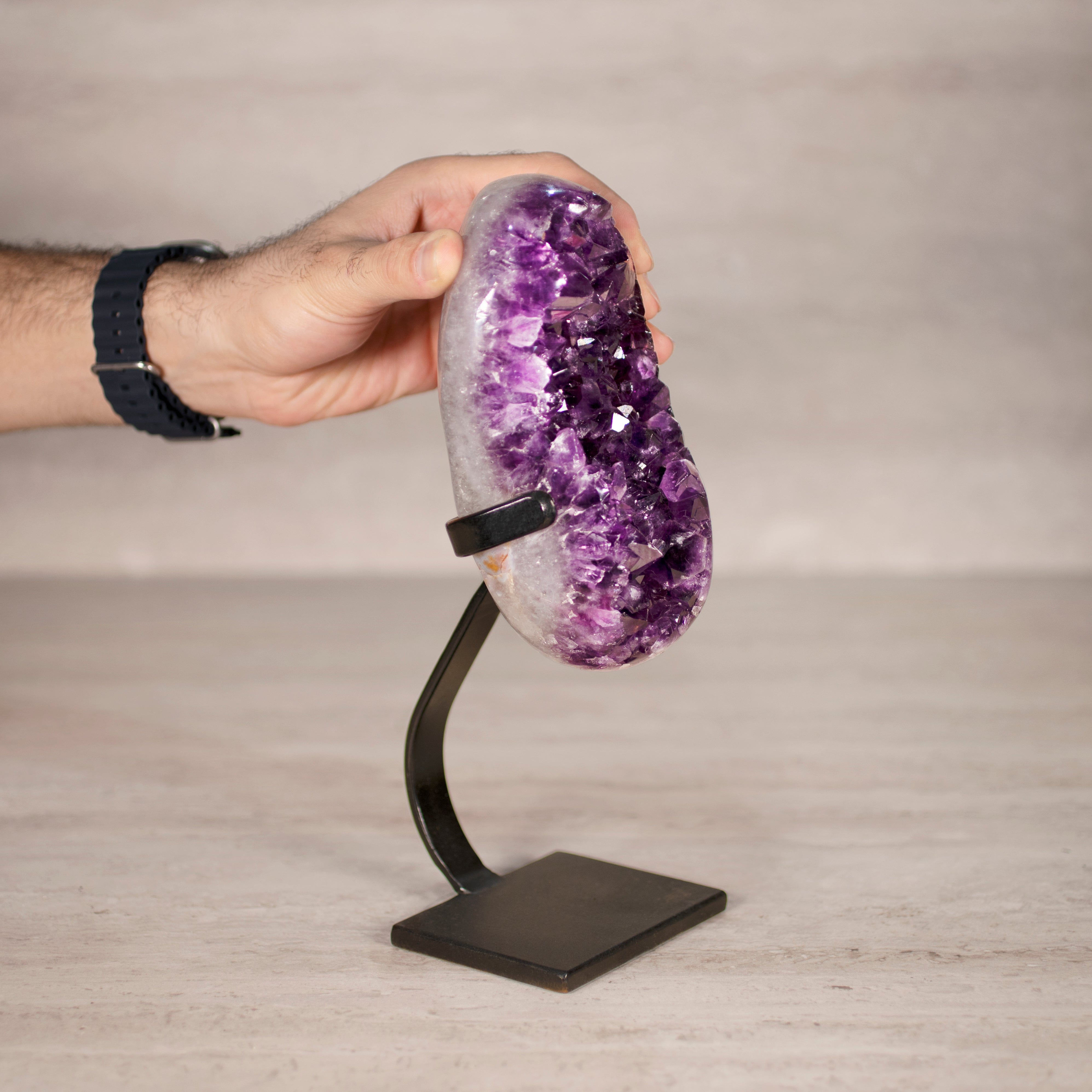 Kalifano Amethyst Amethyst Geode on Custom Stand from Uruguay - 10 in / 4.5 lbs UAG2000.025