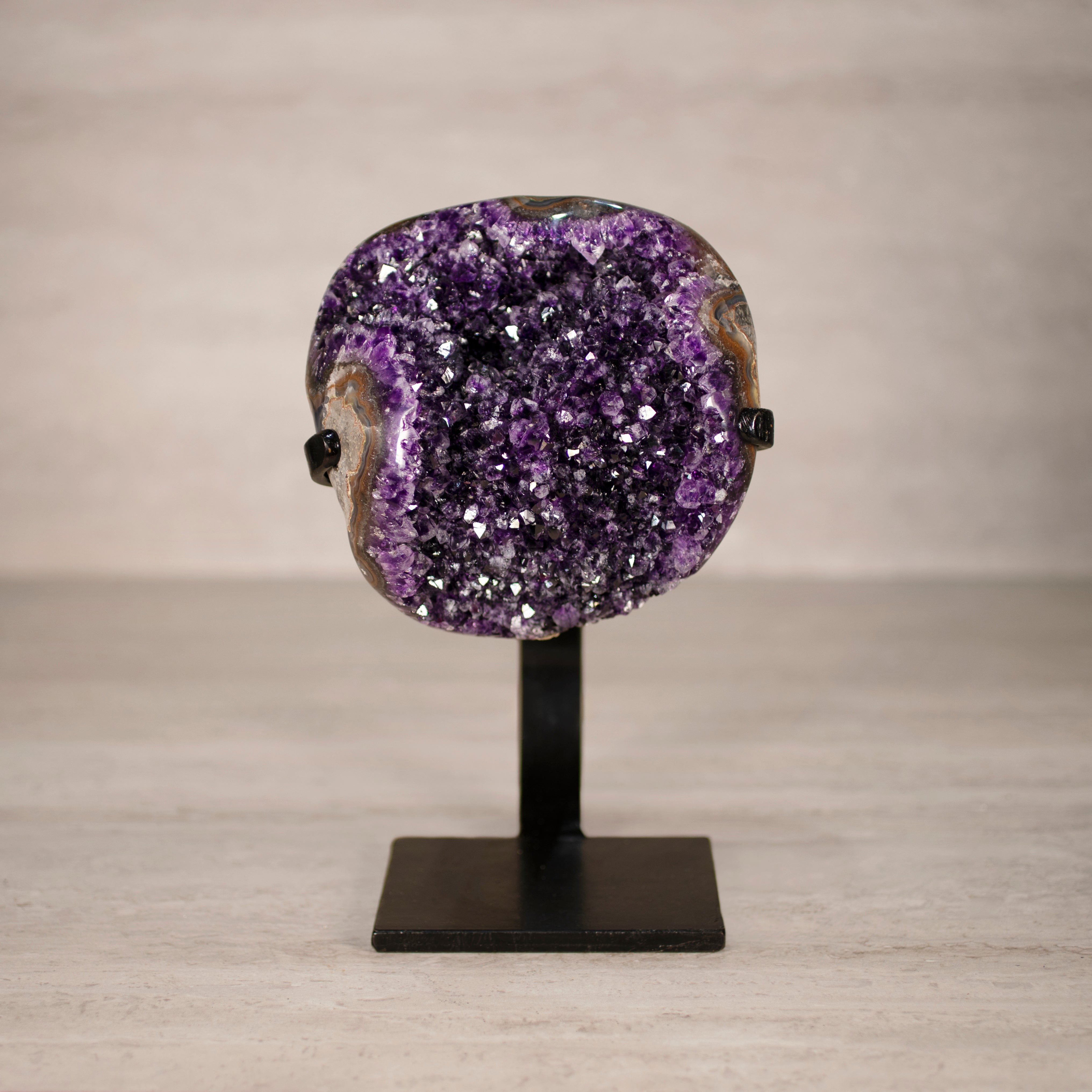 Kalifano Amethyst Amethyst Geode on Custom Stand from Uruguay - 10 in / 7.5 lbs UAG3400.012