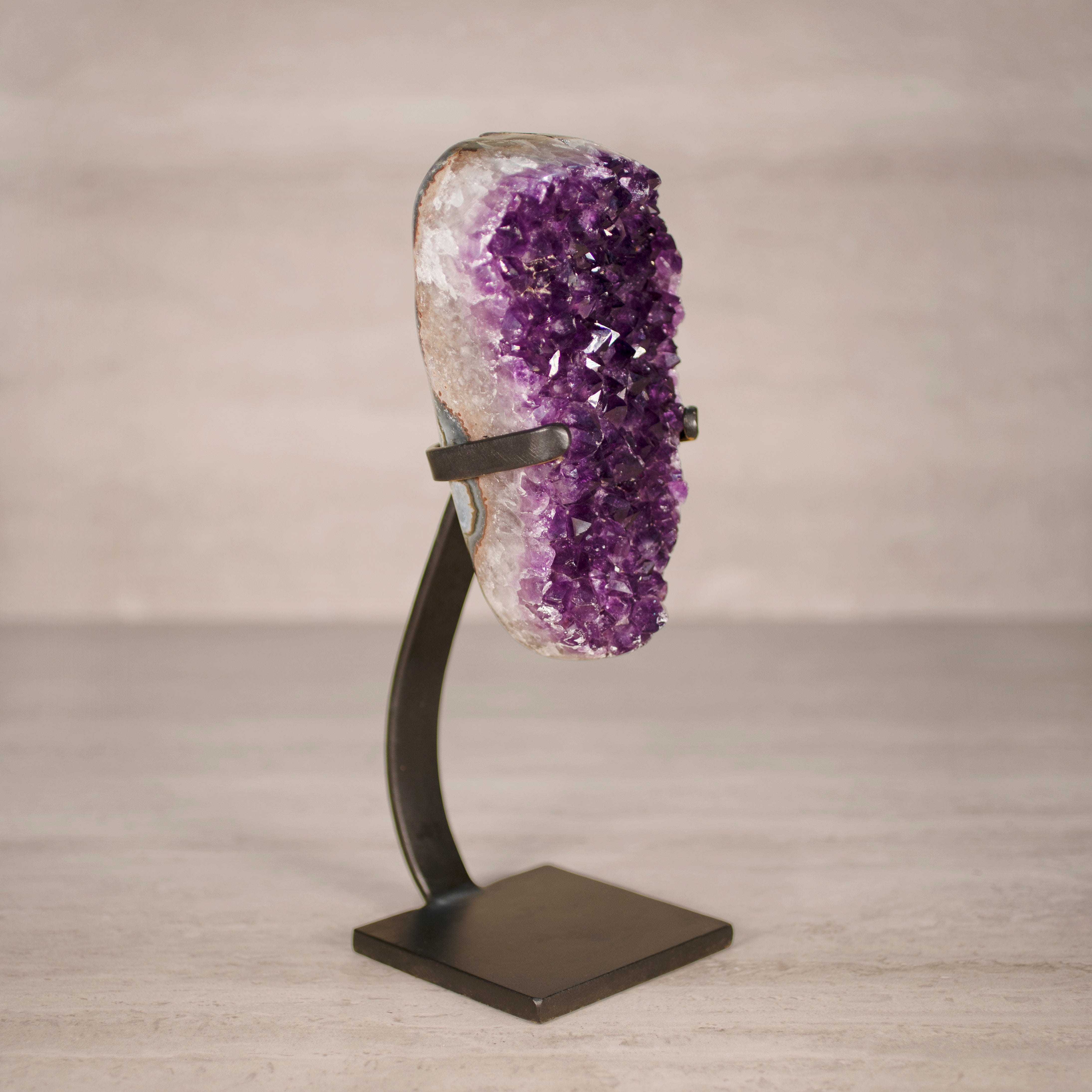 Kalifano Amethyst Amethyst Geode on Custom Stand from Uruguay - 11.5 in / 7.5 lbs UAG3400.015