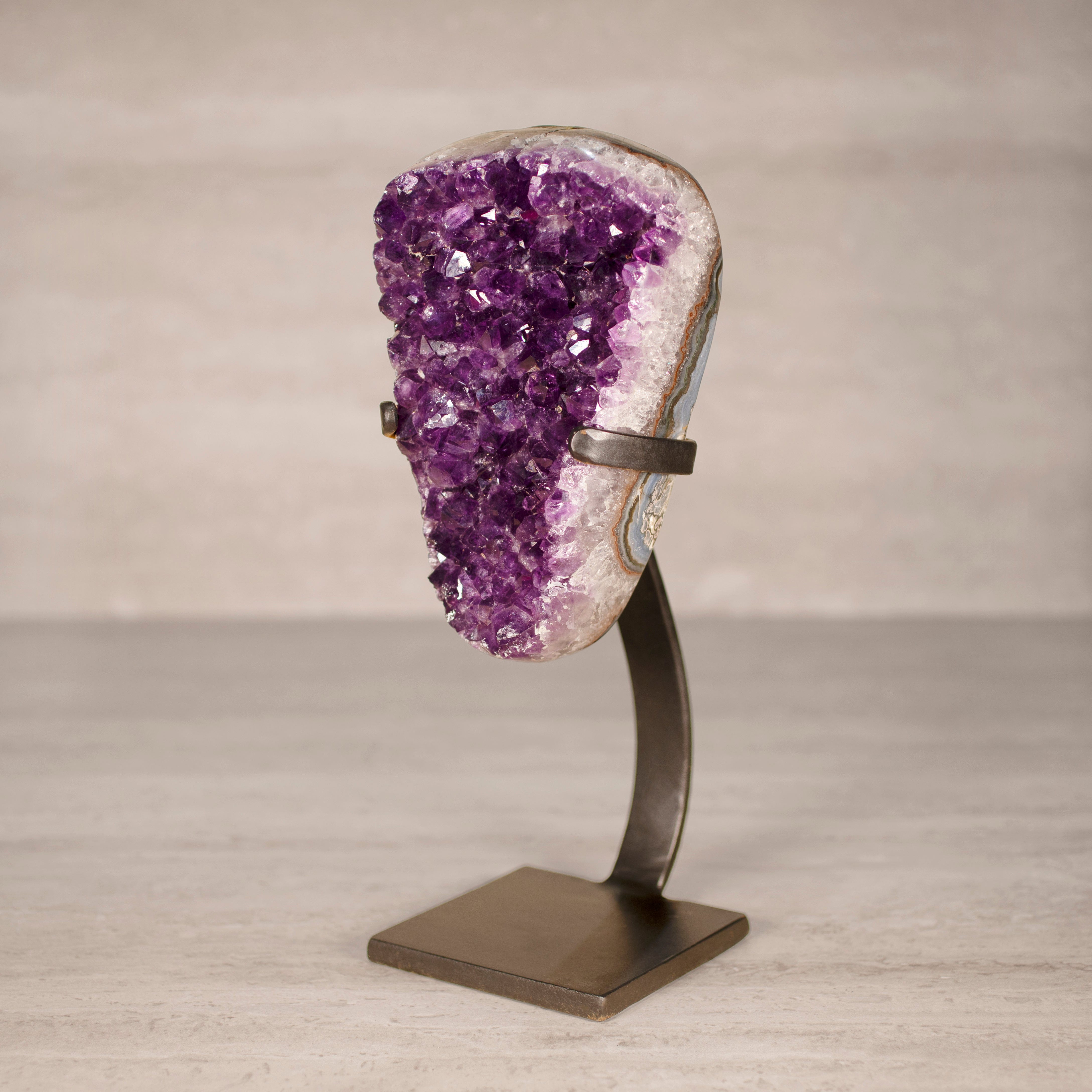 Kalifano Amethyst Amethyst Geode on Custom Stand from Uruguay - 11.5 in / 7.5 lbs UAG3400.015