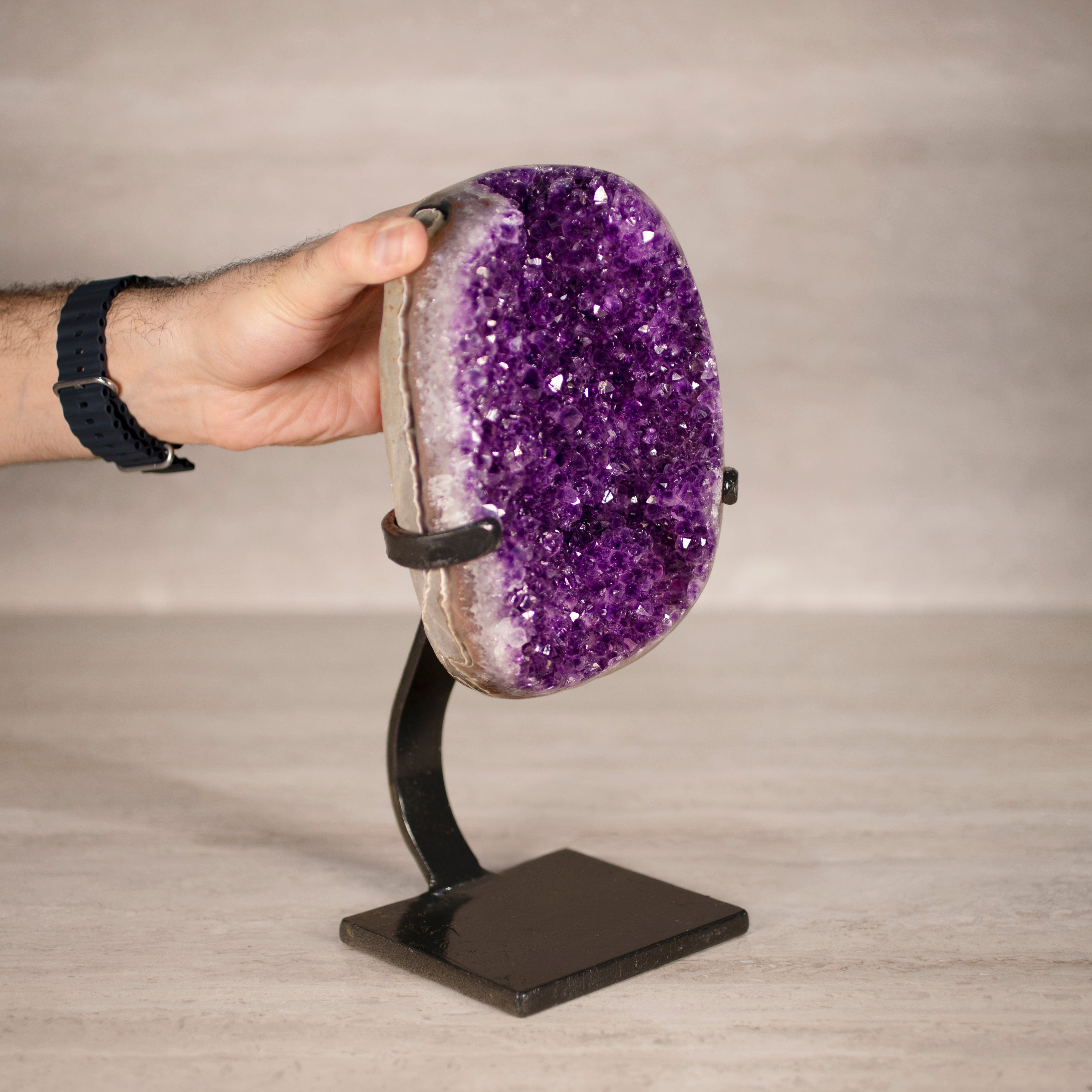 Kalifano Amethyst Amethyst Geode on Custom Stand from Uruguay - 11 in / 7 lbs UAG3200.014