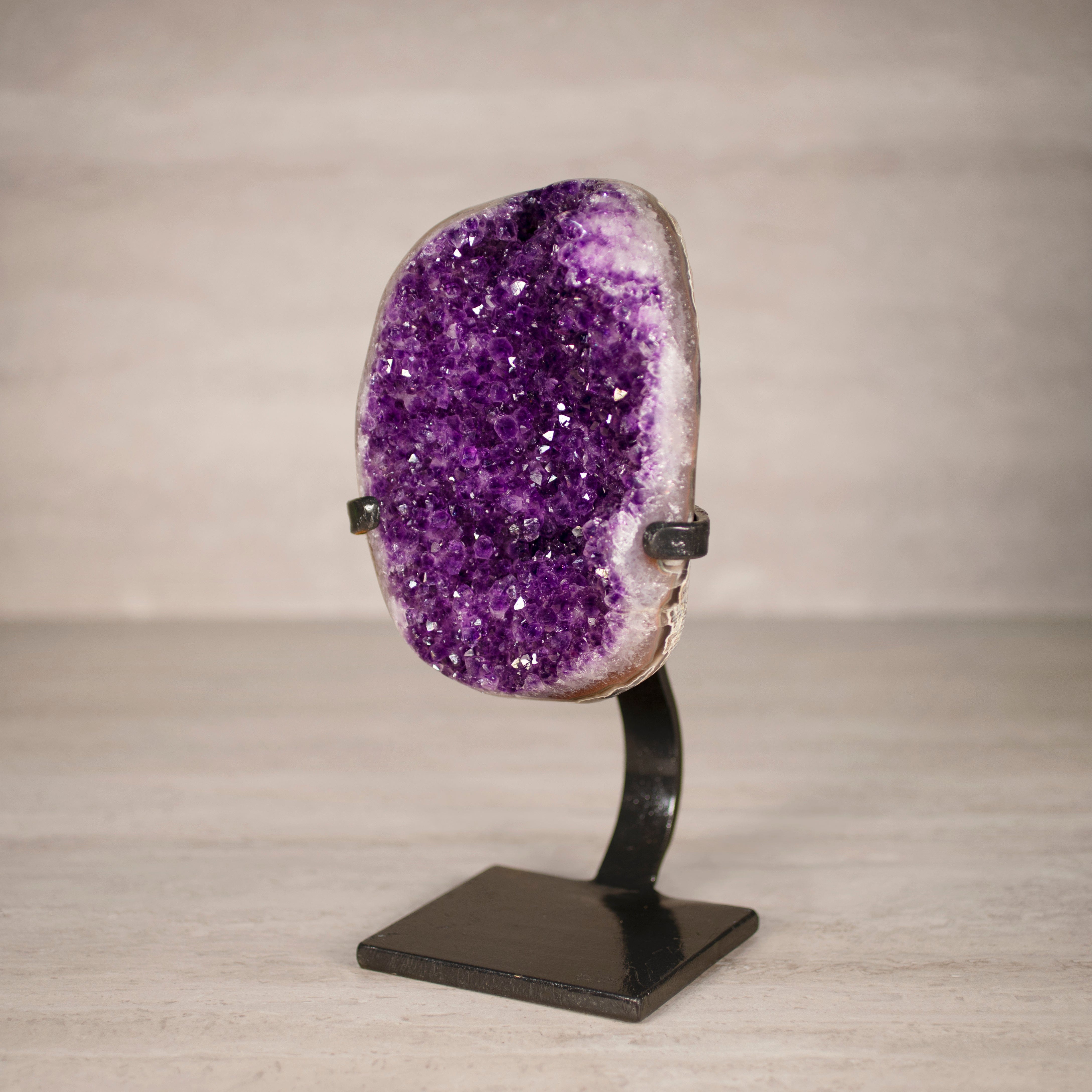 Kalifano Amethyst Amethyst Geode on Custom Stand from Uruguay - 11 in / 7 lbs UAG3200.014