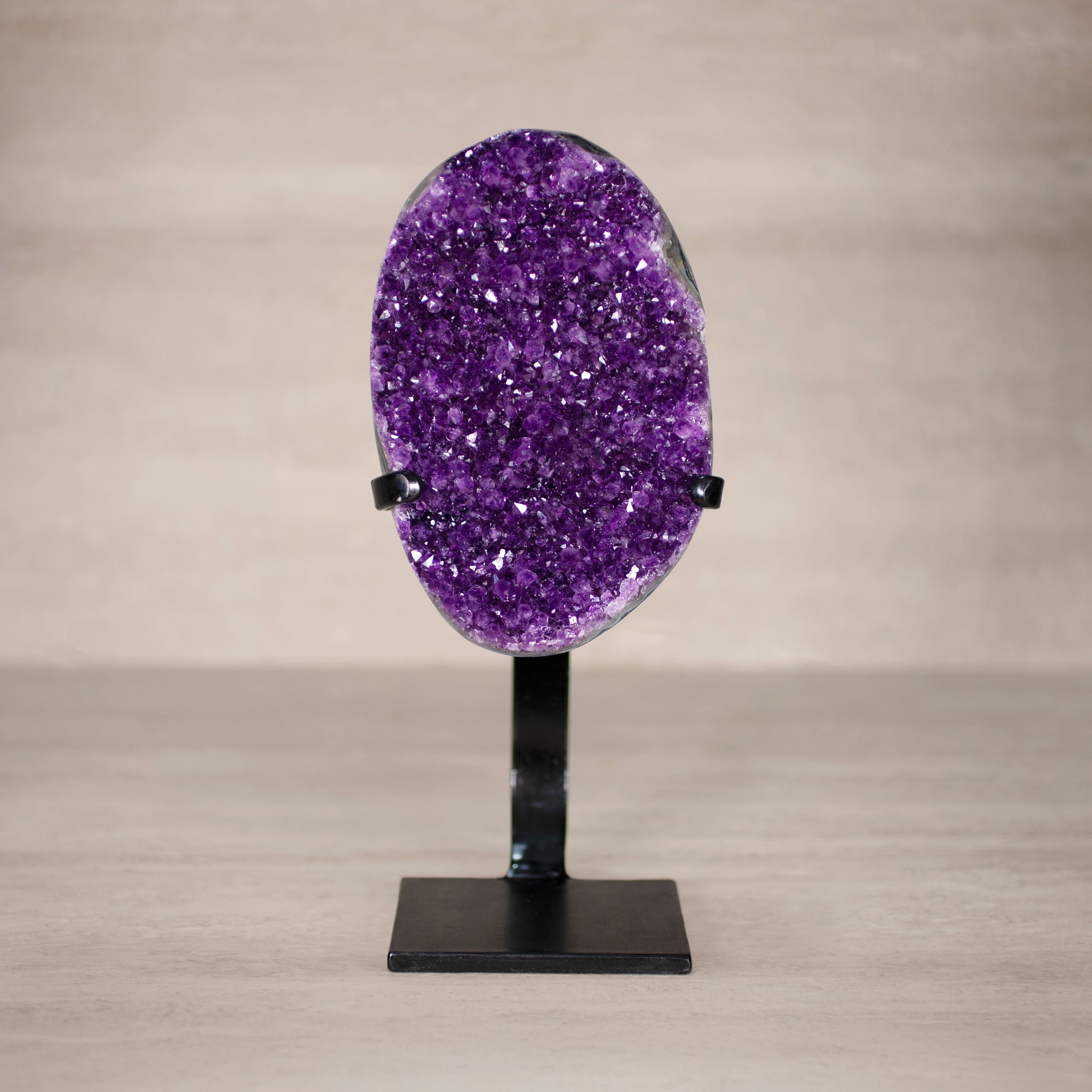 Kalifano Amethyst Amethyst Geode on Custom Stand from Uruguay - 12.5 in / 7 lbs UAG3300.009