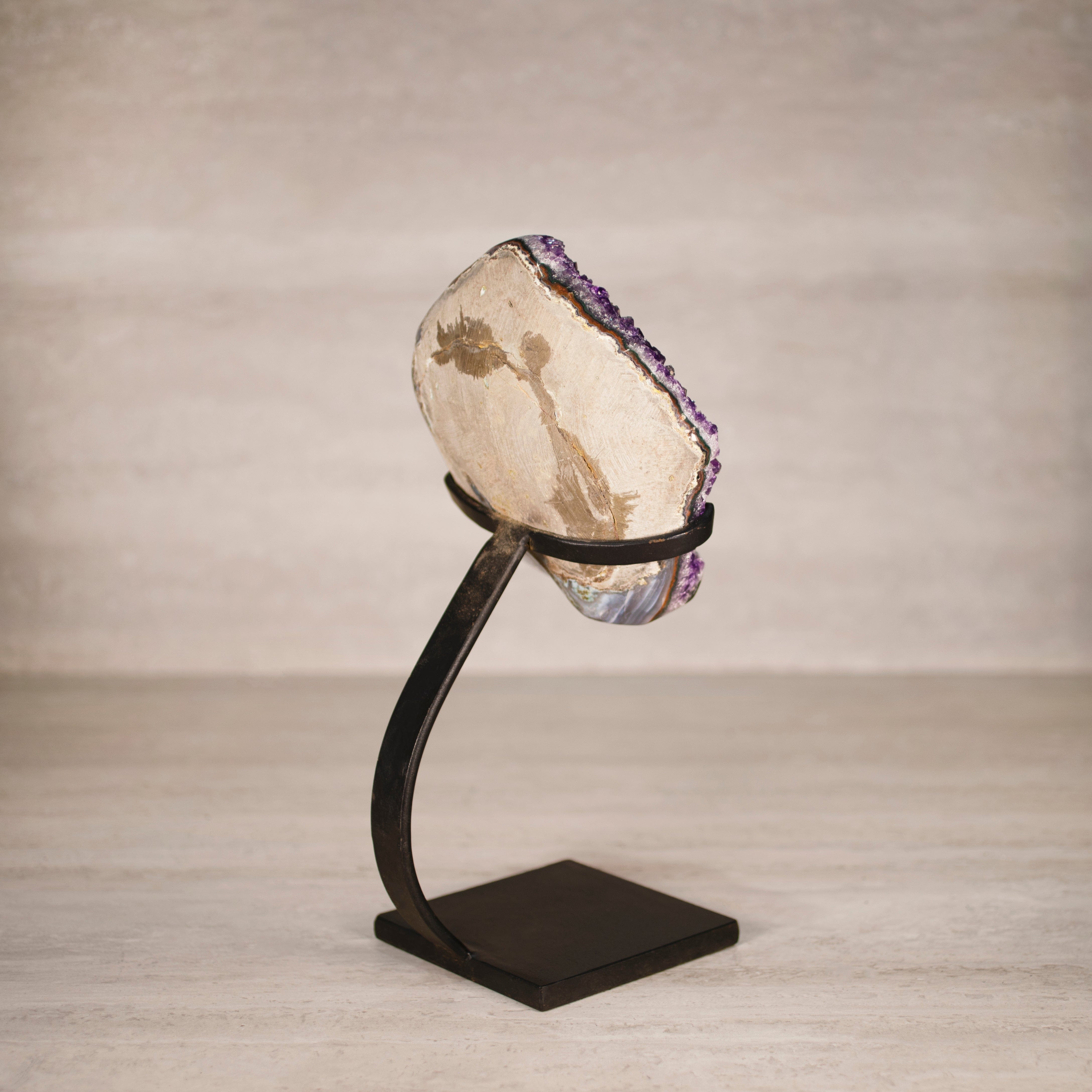 Kalifano Amethyst Amethyst Geode on Custom Stand from Uruguay - 13.5 in / 9 lbs UAG4200.009