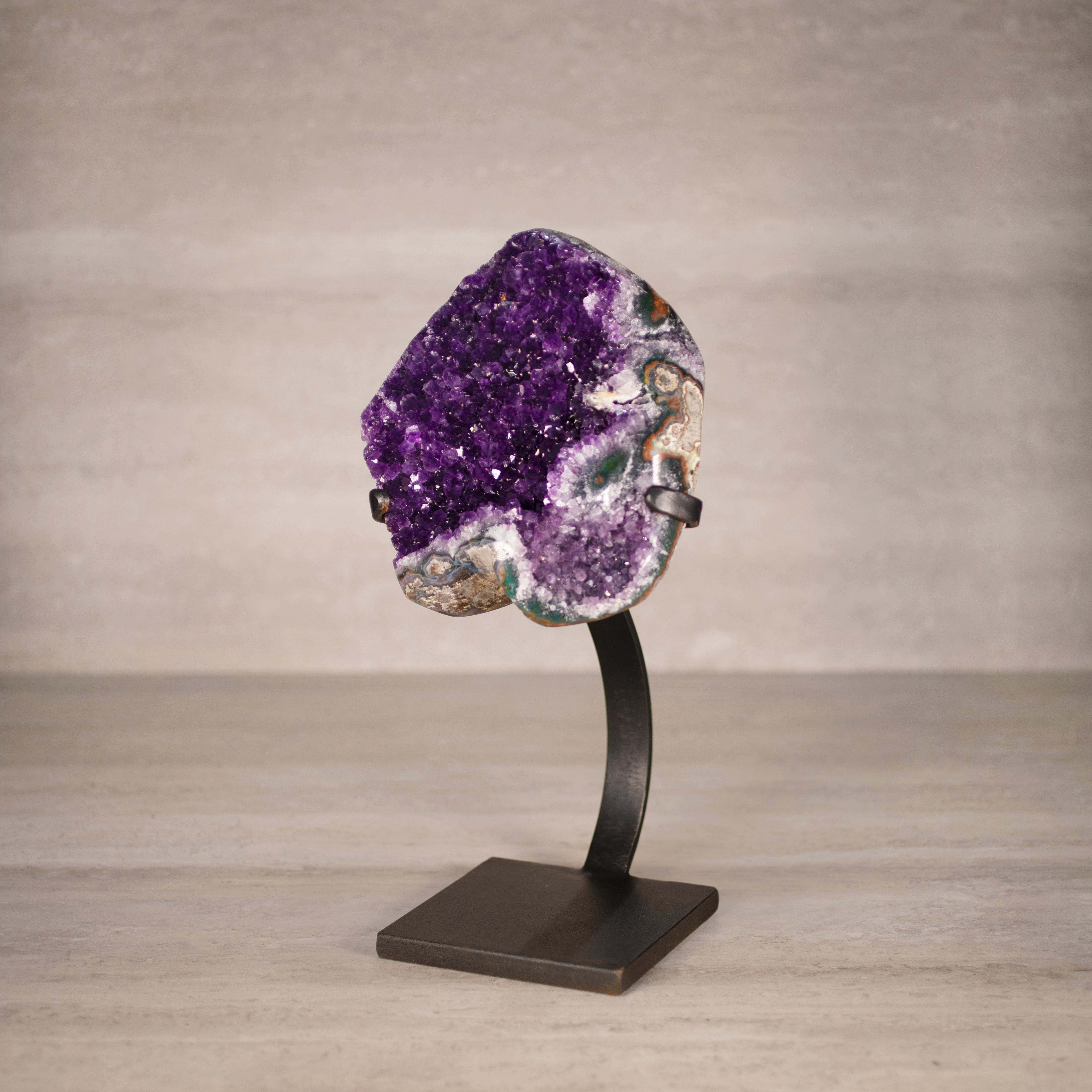 Kalifano Amethyst Amethyst Geode on Custom Stand from Uruguay - 13.5 in / 9 lbs UAG4200.009