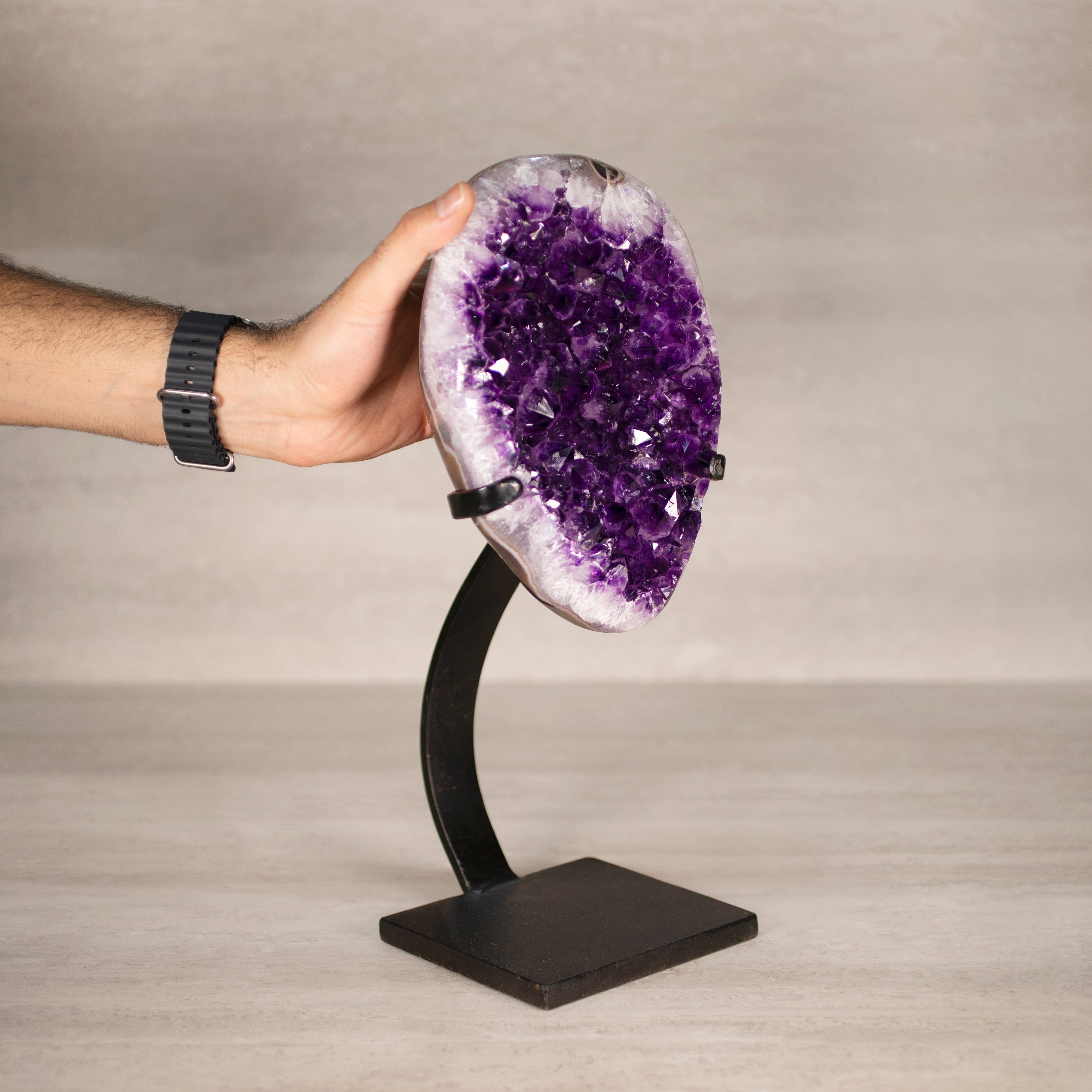 Kalifano Amethyst Amethyst Geode on Custom Stand from Uruguay - 15 in / 12.5 lbs UAG5700.003