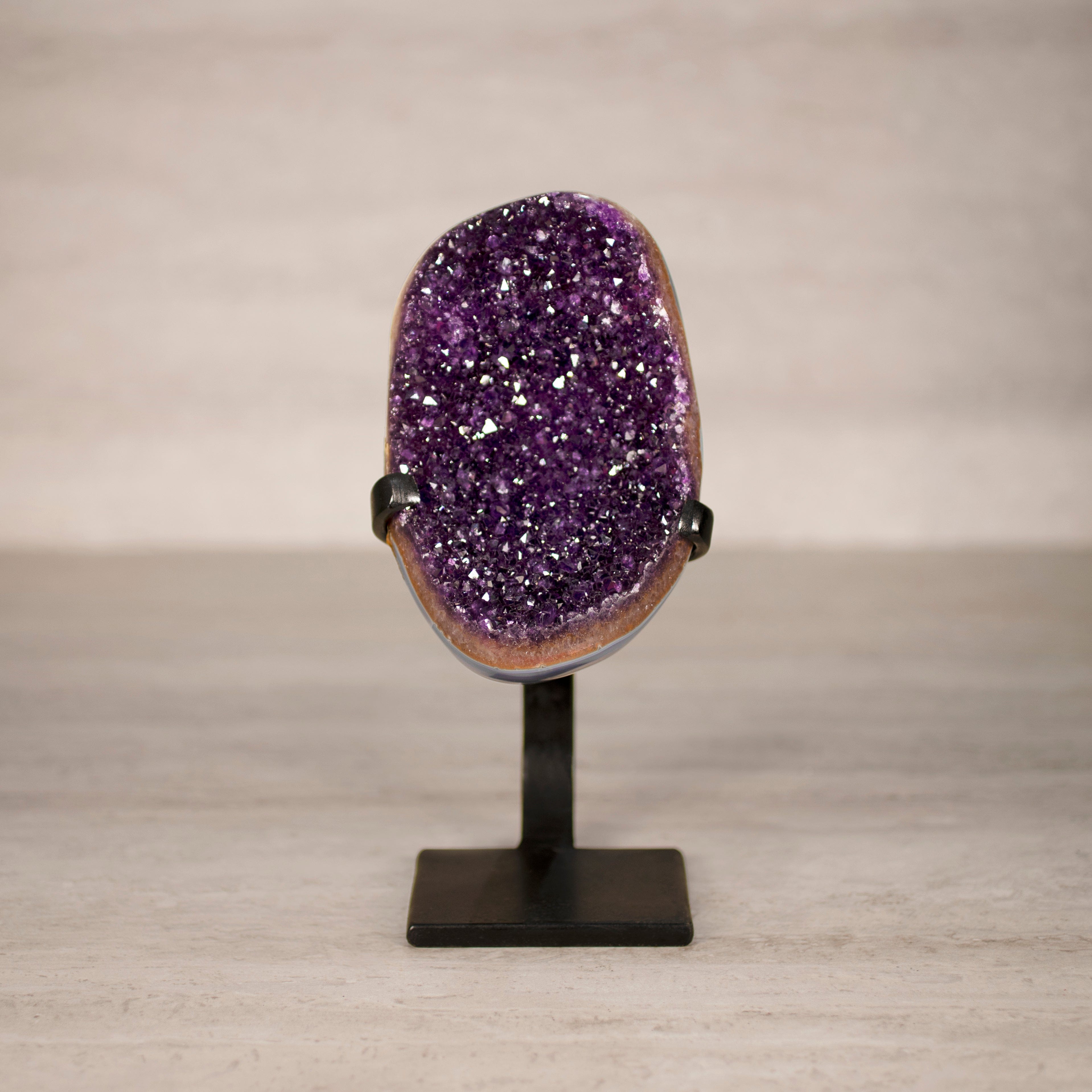 Kalifano Amethyst Amethyst Geode on Custom Stand from Uruguay - 9.5 in / 4 lbs UAG1800.042