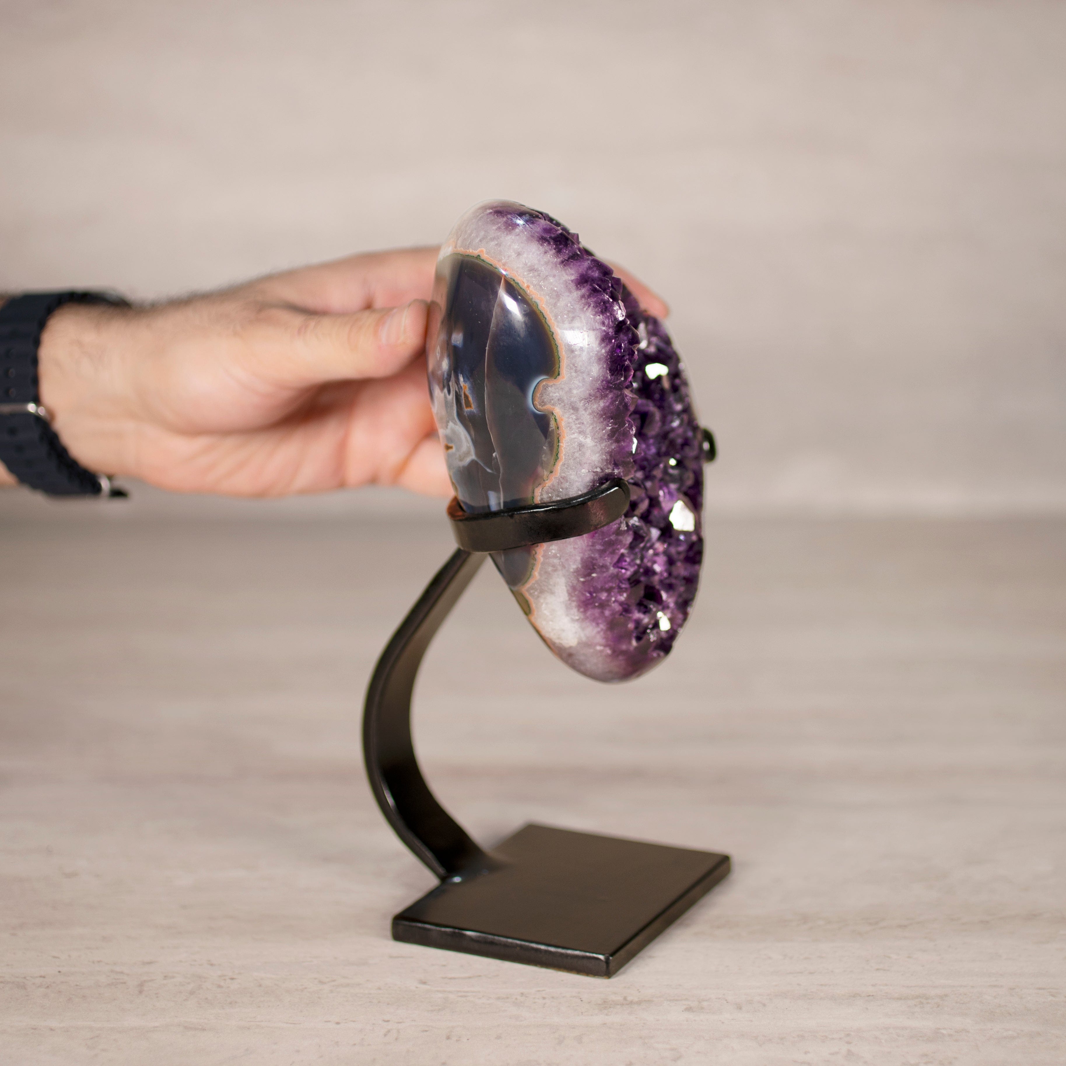 Kalifano Amethyst Amethyst Geode on Custom Stand from Uruguay - 9 in / 5 lbs UAG2300.016