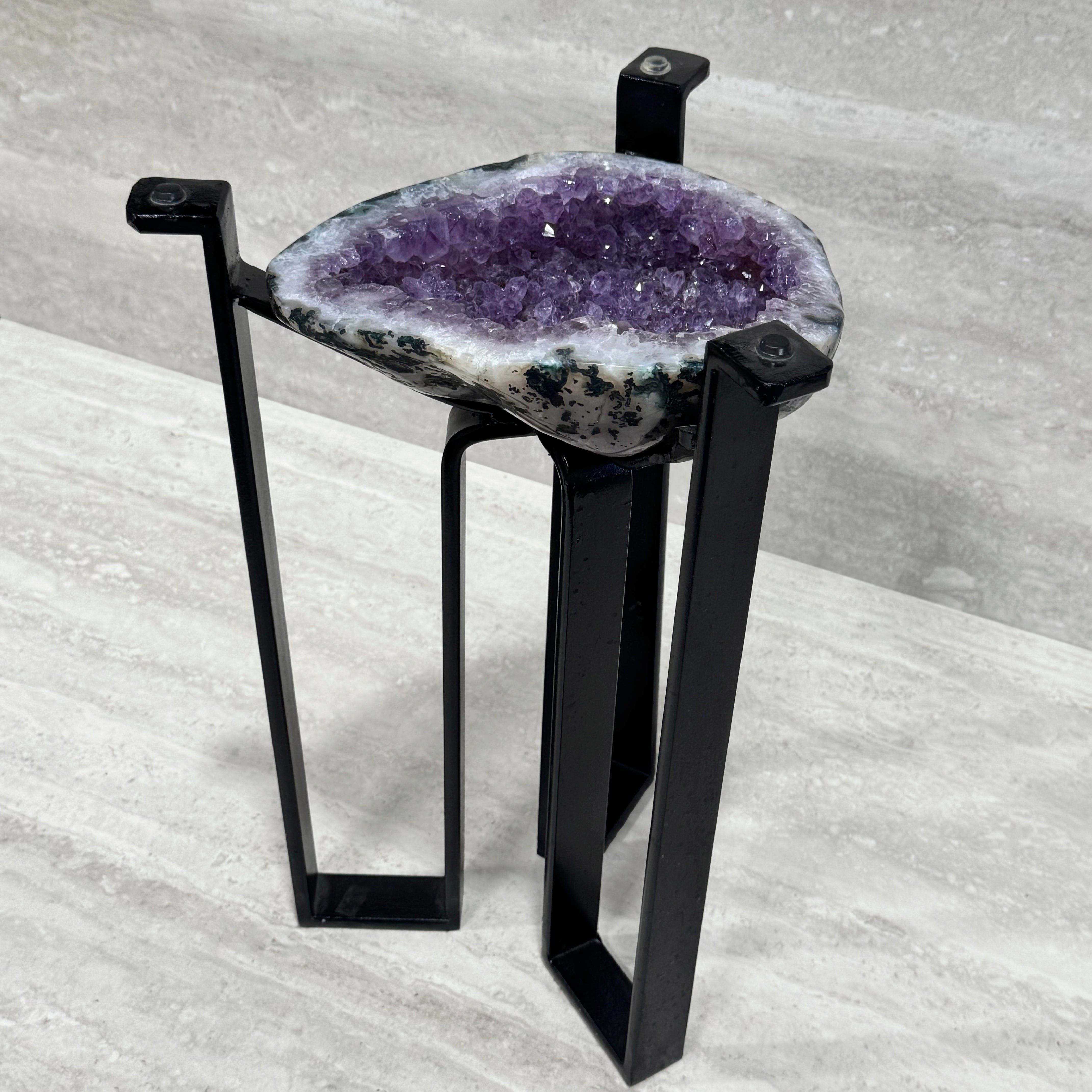 Kalifano Amethyst Amethyst Geode Table from Brazil on Custom Stand- 17" / 16 lbs BAG2400.021