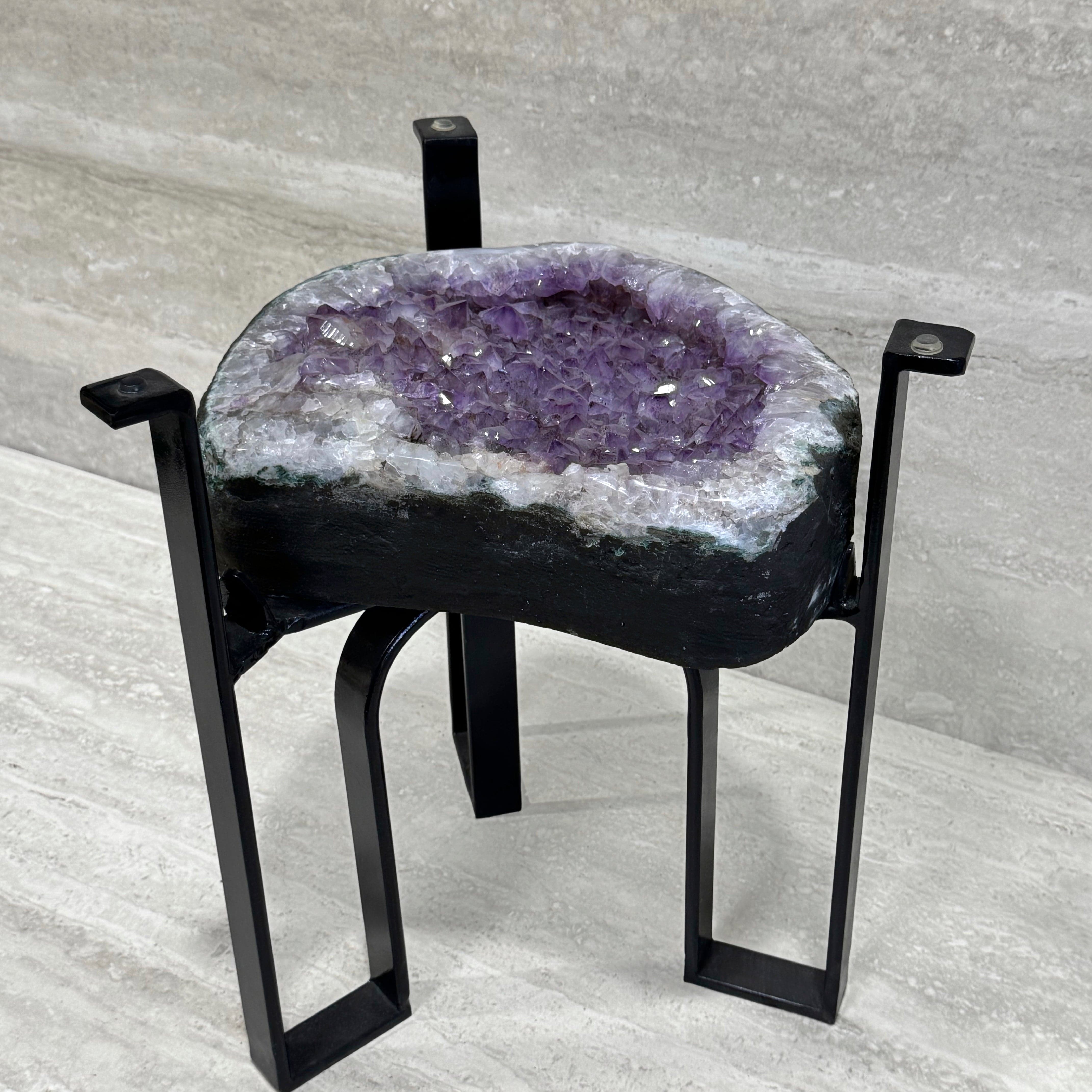 Kalifano Amethyst Amethyst Geode Table from Brazil on Custom Stand- 17" / 43 lbs BAG5000.009