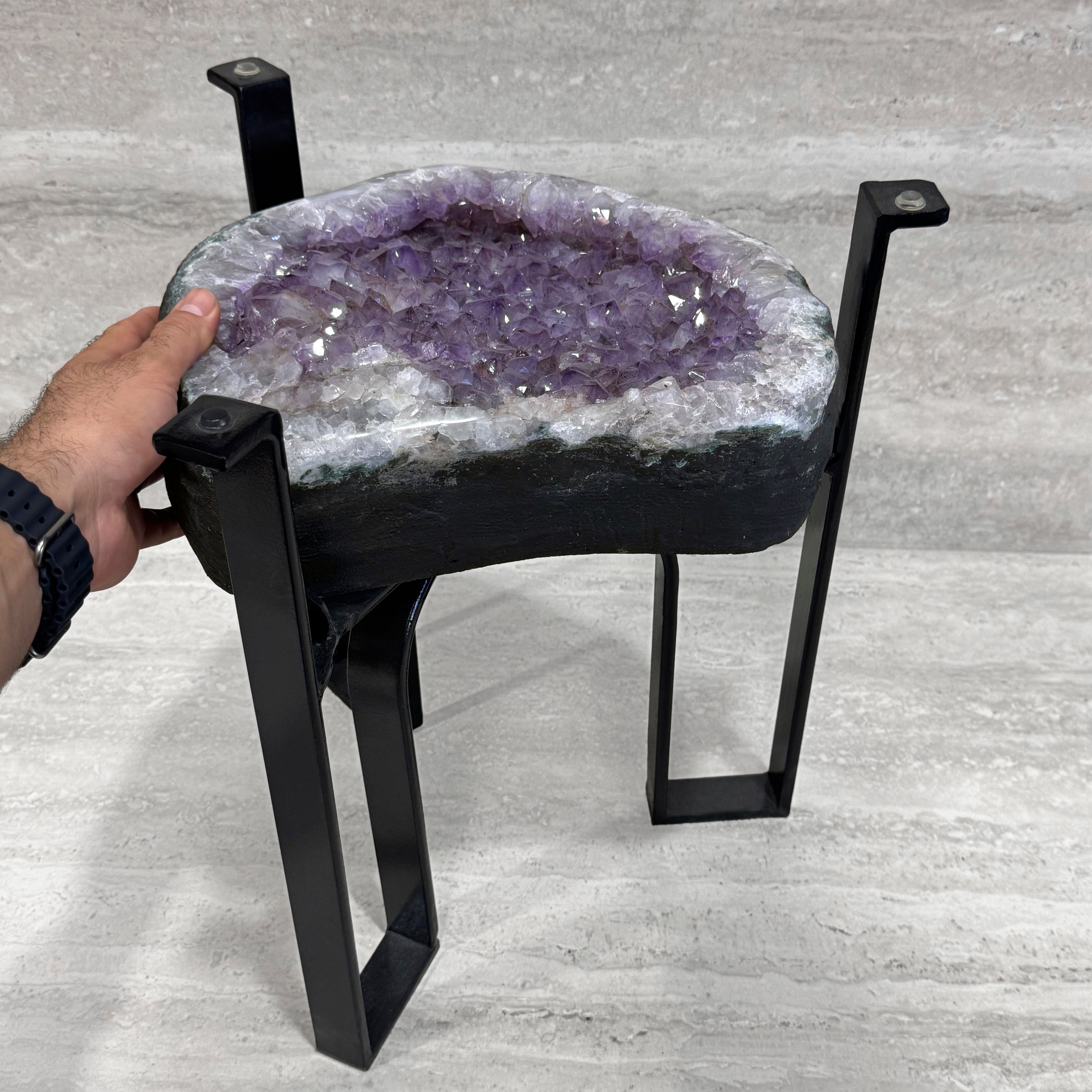 Kalifano Amethyst Amethyst Geode Table from Brazil on Custom Stand- 17" / 43 lbs BAG5000.009