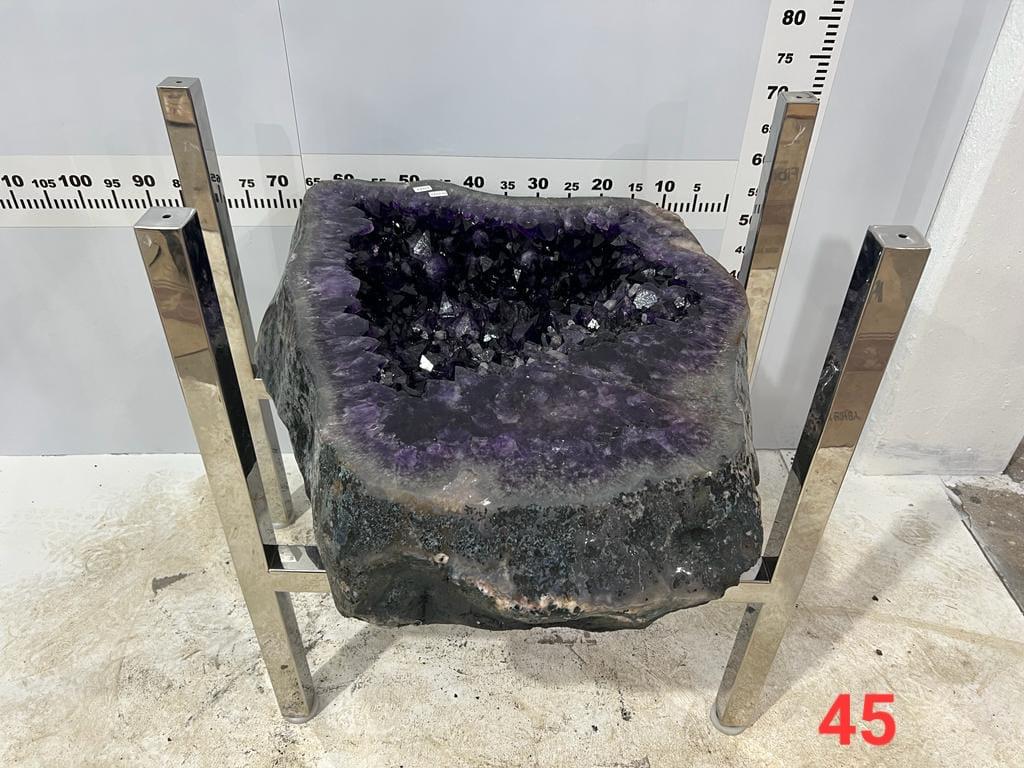 Kalifano Amethyst Amethyst Geode Table from Brazil on Custom Stand- 27" / 315 lbs BAG30000.004