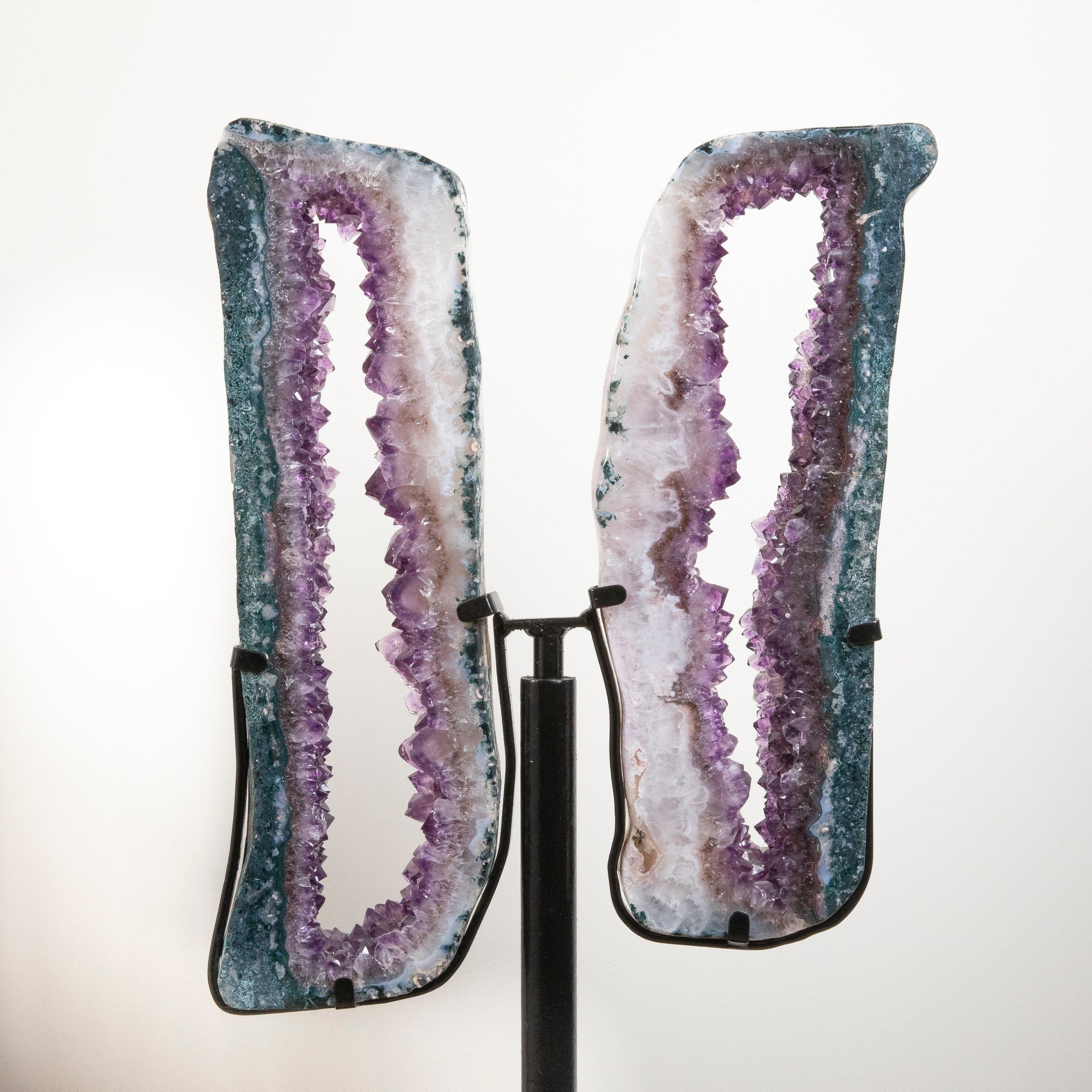 Kalifano Amethyst Amethyst Geode Wings from Brazil on Custom Stand- 38" / 39 lbs BAG8000.009