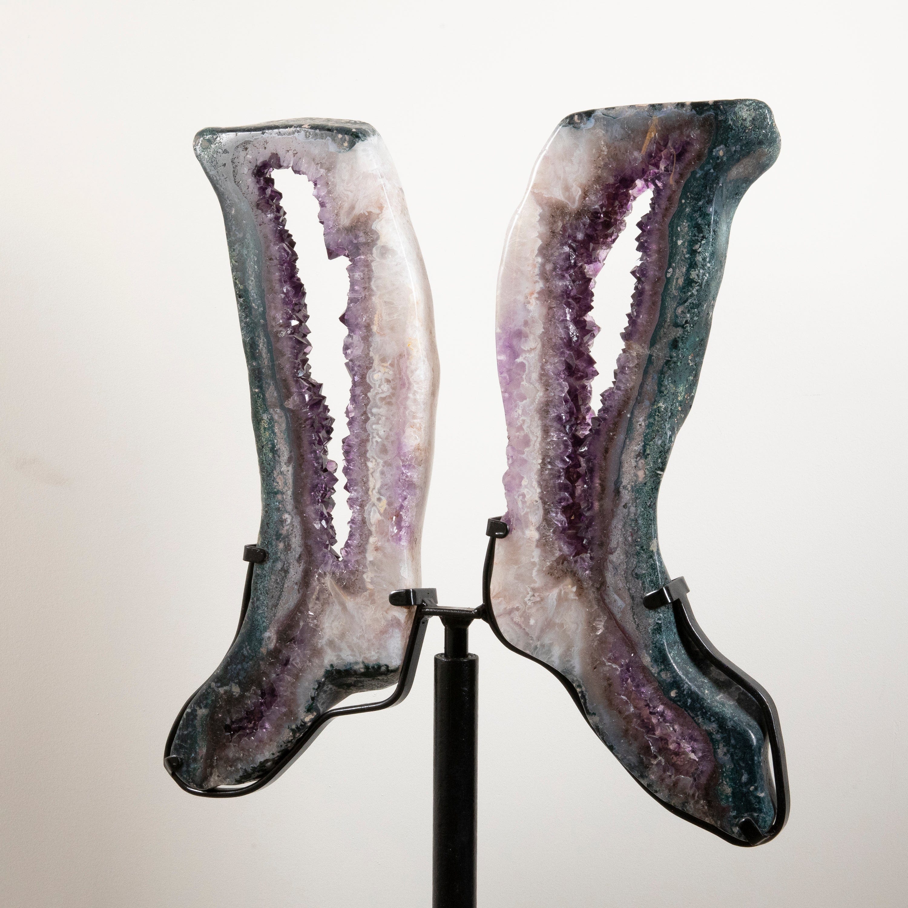 Kalifano Amethyst Amethyst Geode Wings from Brazil on Custom Stand- 38" / 42 lbs BAG8000.007