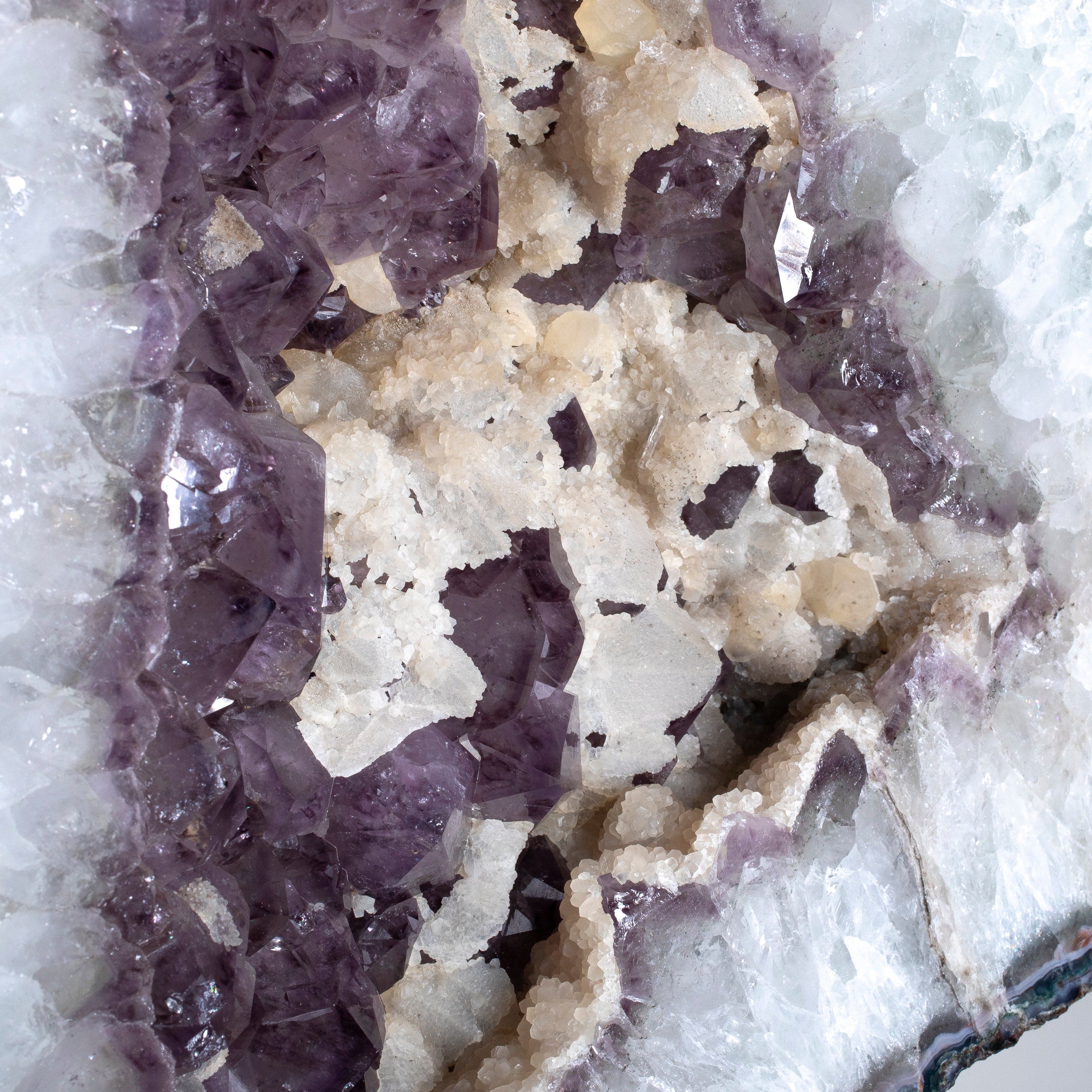 Kalifano Amethyst Amethyst Geode Wings with Calcite from Brazil on Custom Stand- 69" / 305lbs BAG40000.001