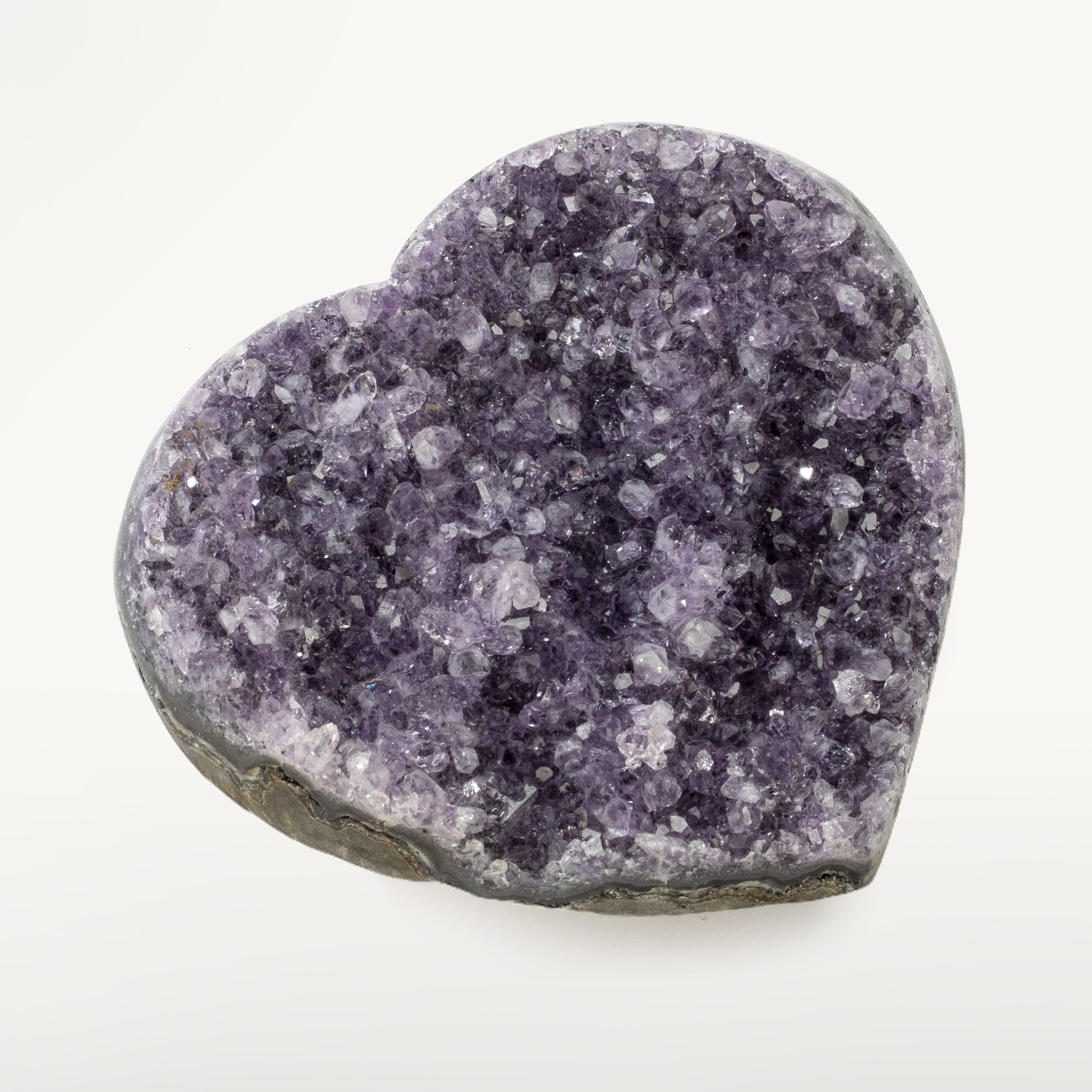 Kalifano Amethyst Natural Amethyst Geode Heart Carving from Uruguay - 250 grams UAGH300