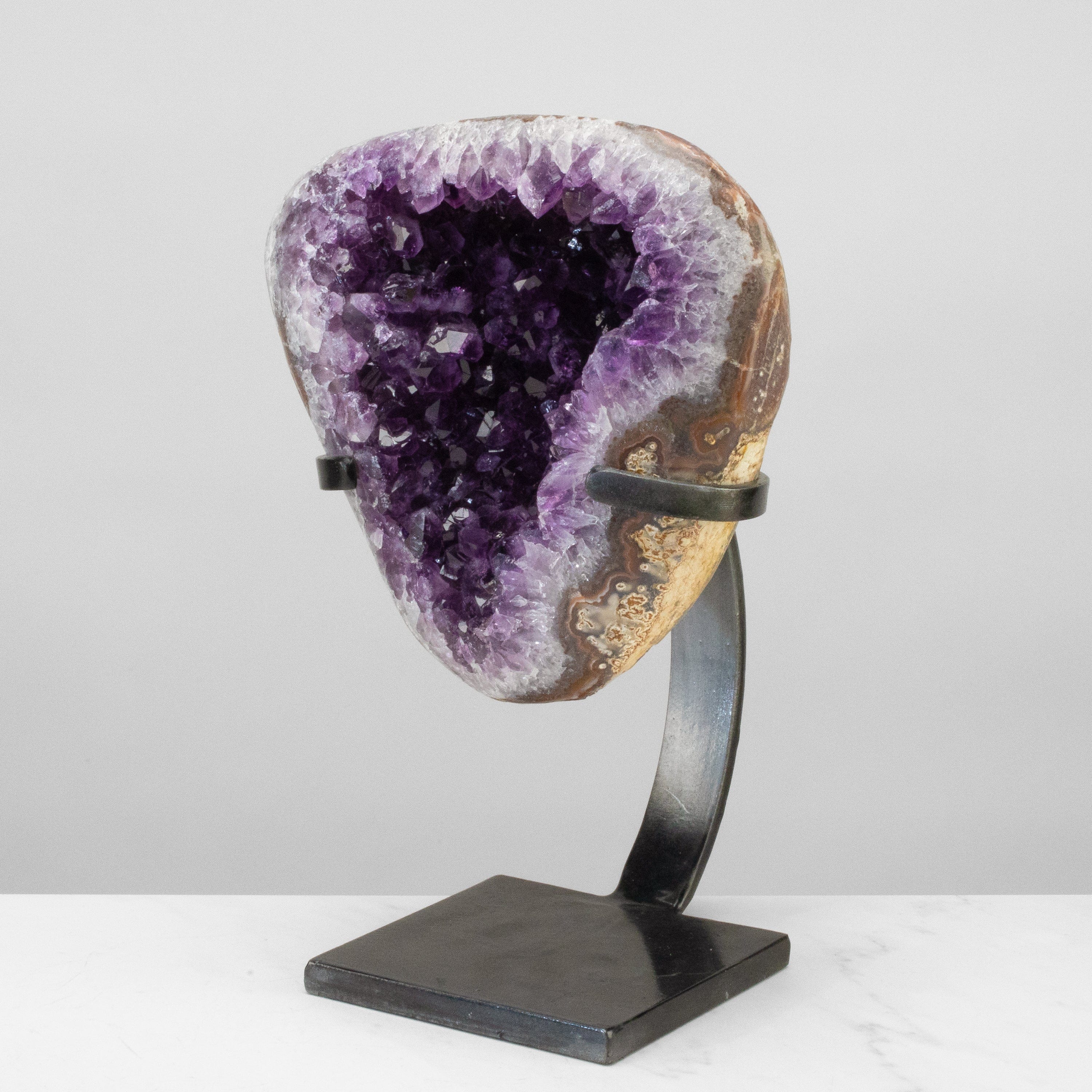 Kalifano Amethyst Uruguayan Amethyst Geode on Custom Stand - 13" / 14 lbs UAG7600.006